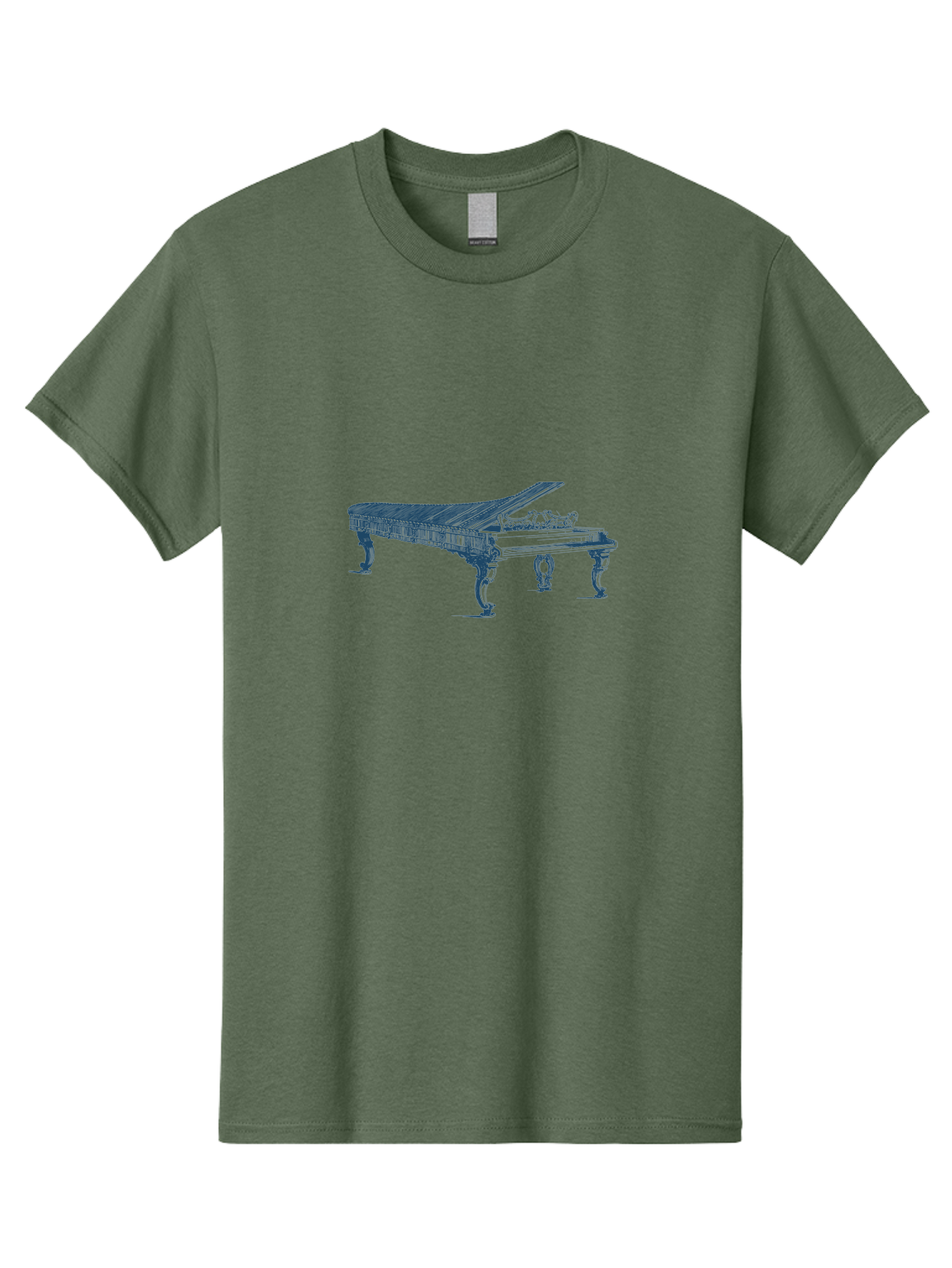 Classic Concert Piano Men'S Graphic Tee, 100% Cotton, Comfortable Casual Summer Wear, Machine Washable, Grand Piano, Musical Instrument, Ornate Design, Open Lid, Decorative Legs, Classical Music, Elegant Atmosphere, Sophisticated Decor Aae186