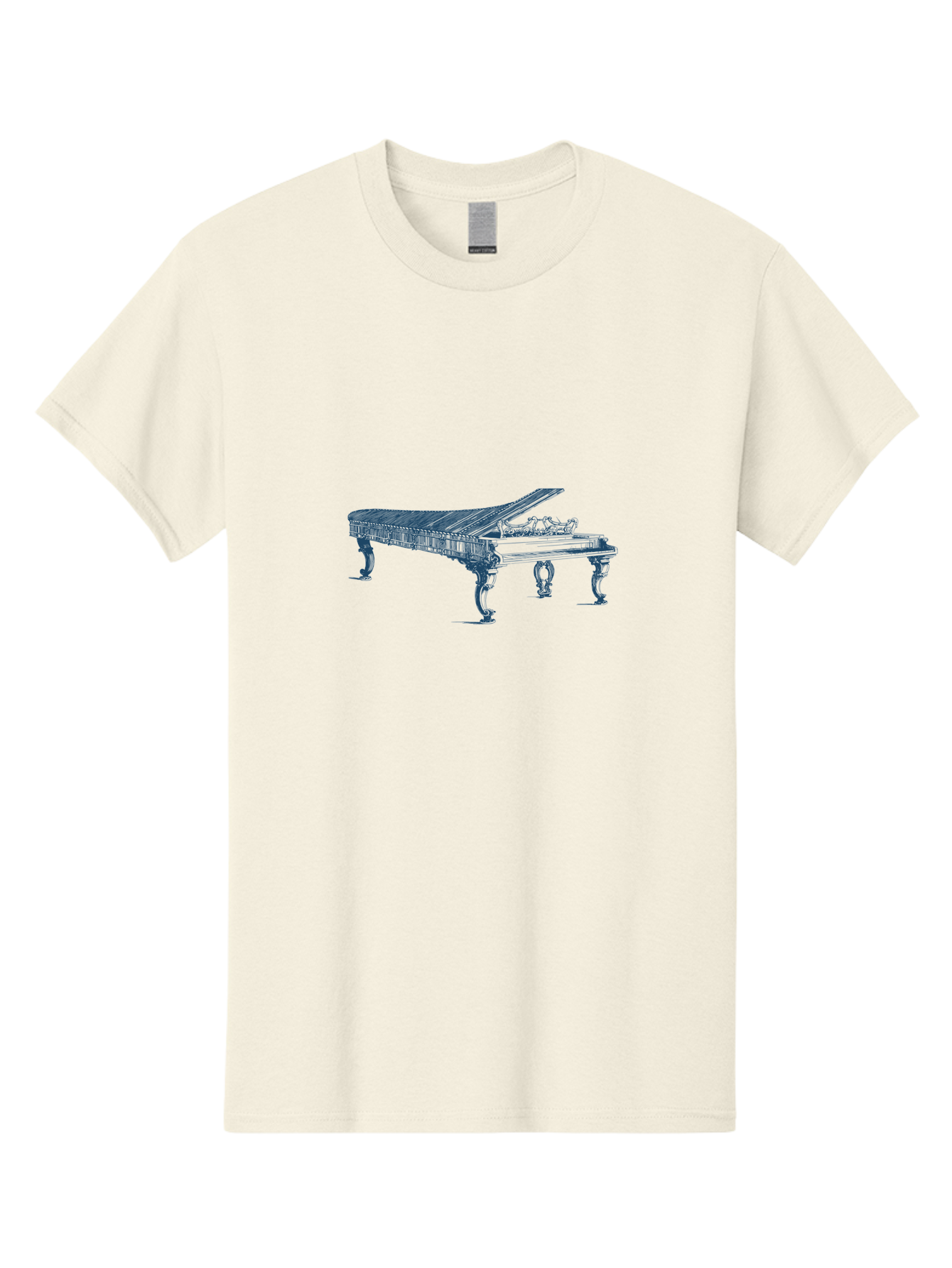 Classic Concert Piano Men'S Graphic Tee, 100% Cotton, Comfortable Casual Summer Wear, Machine Washable, Grand Piano, Musical Instrument, Ornate Design, Open Lid, Decorative Legs, Classical Music, Elegant Atmosphere, Sophisticated Decor Aae186