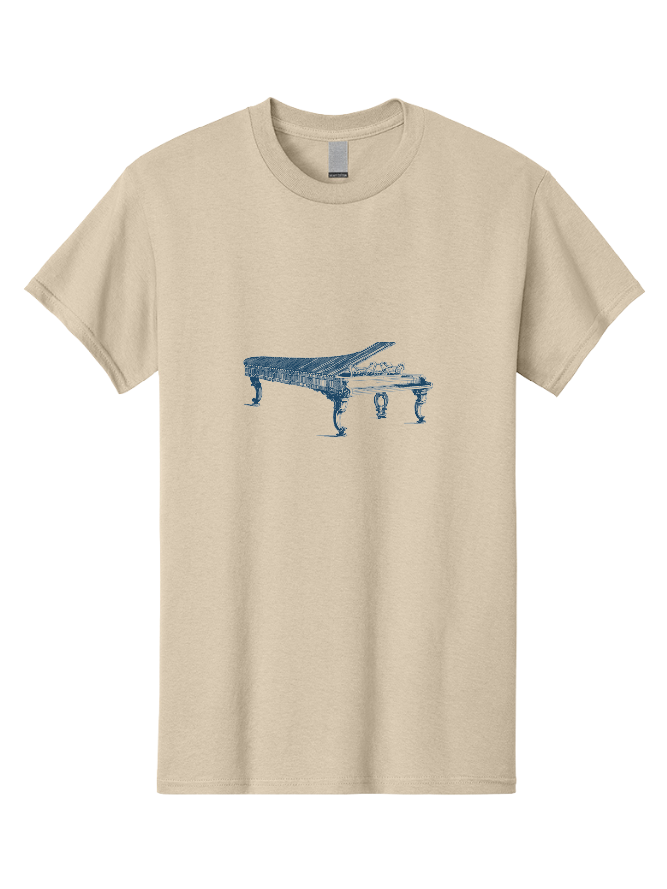 Classic Concert Piano Men'S Graphic Tee, 100% Cotton, Comfortable Casual Summer Wear, Machine Washable, Grand Piano, Musical Instrument, Ornate Design, Open Lid, Decorative Legs, Classical Music, Elegant Atmosphere, Sophisticated Decor Aae186