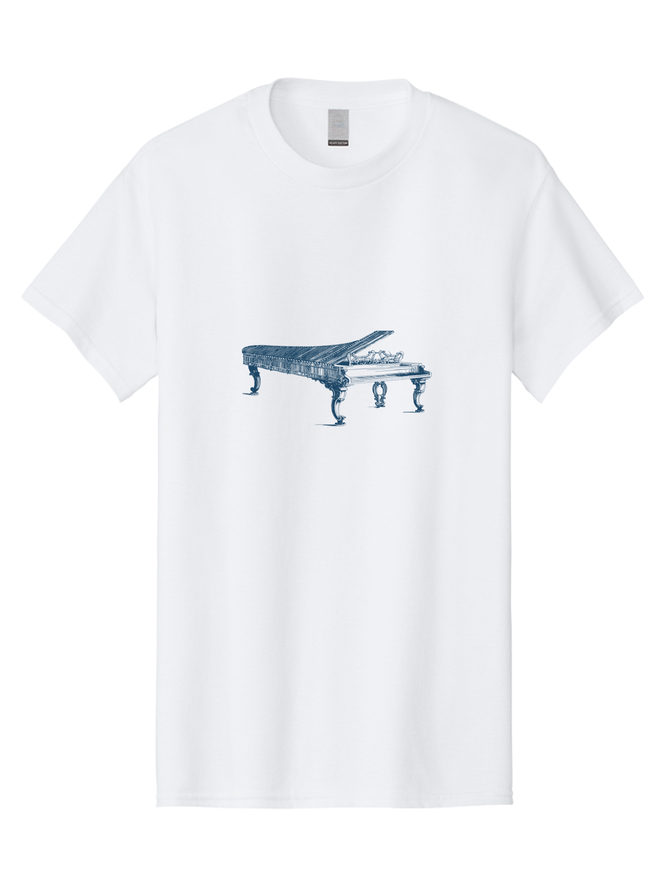 Classic Concert Piano Men'S Graphic Tee, 100% Cotton, Comfortable Casual Summer Wear, Machine Washable, Grand Piano, Musical Instrument, Ornate Design, Open Lid, Decorative Legs, Classical Music, Elegant Atmosphere, Sophisticated Decor Aae186
