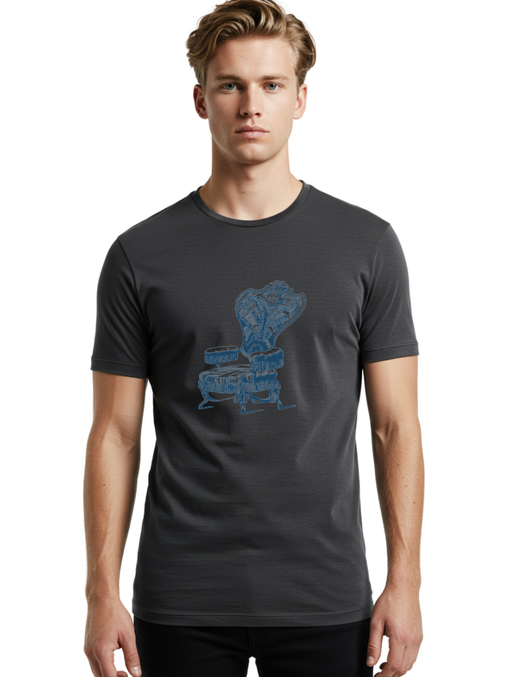 Classic Lounge Chair Men'S Graphic Tee, 100% Cotton, Comfortable Casual Summer Wear, Machine Washable, Luxury Chair, Ornate Design, Intricate Patterns, Regal Furniture, Elegant Decor, Vintage Style, Opulent Interiors, Majestic Seating Aae187