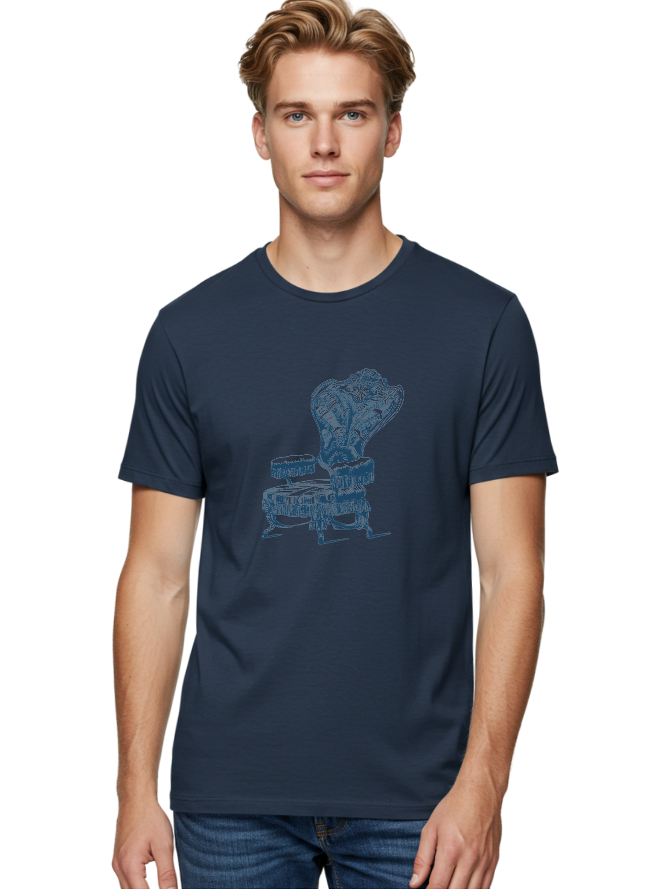 Classic Lounge Chair Men'S Graphic Tee, 100% Cotton, Comfortable Casual Summer Wear, Machine Washable, Luxury Chair, Ornate Design, Intricate Patterns, Regal Furniture, Elegant Decor, Vintage Style, Opulent Interiors, Majestic Seating Aae187