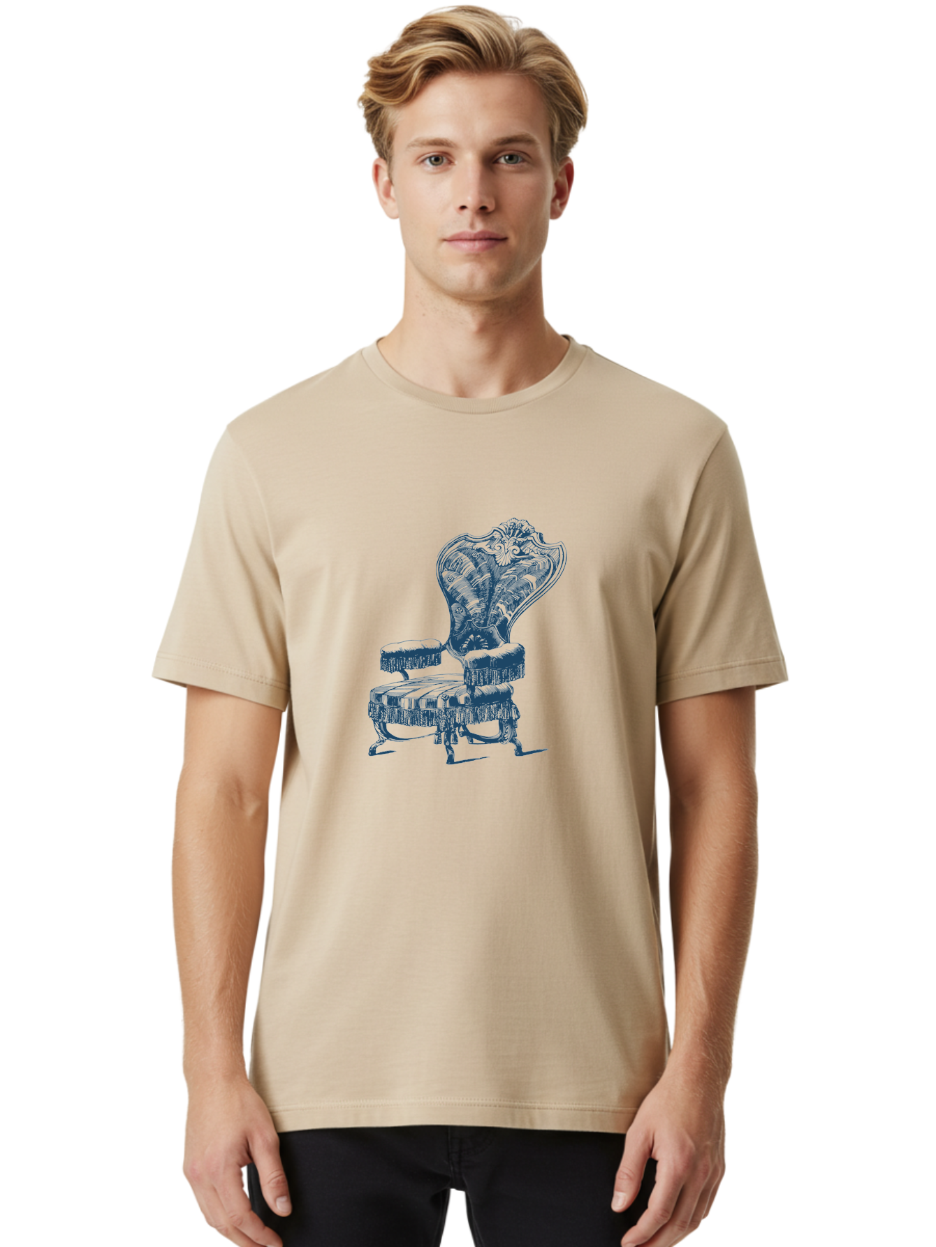 Classic Lounge Chair Men'S Graphic Tee, 100% Cotton, Comfortable Casual Summer Wear, Machine Washable, Luxury Chair, Ornate Design, Intricate Patterns, Regal Furniture, Elegant Decor, Vintage Style, Opulent Interiors, Majestic Seating Aae187