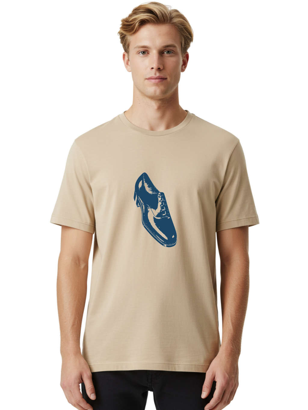 Classic Oxford Dress Shoe Men'S Graphic Tee, 100% Cotton, Comfortable Casual Summer Wear, Machine Washable, Blue Shoe, Footwear Fashion, Shoe Design, Minimalist Style, Modern Footwear, Sleek Design, Casual Wear Aae189