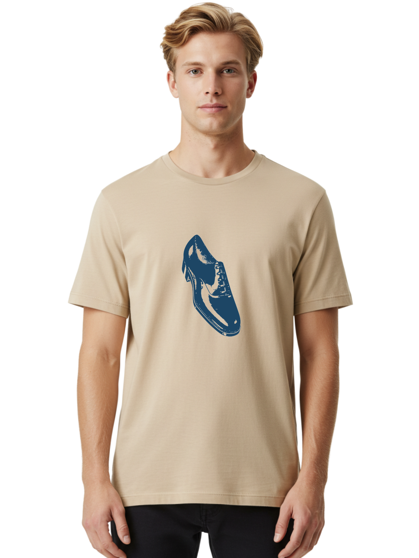 Classic Oxford Dress Shoe Men'S Graphic Tee, 100% Cotton, Comfortable Casual Summer Wear, Machine Washable, Blue Shoe, Footwear Fashion, Shoe Design, Minimalist Style, Modern Footwear, Sleek Design, Casual Wear Aae189