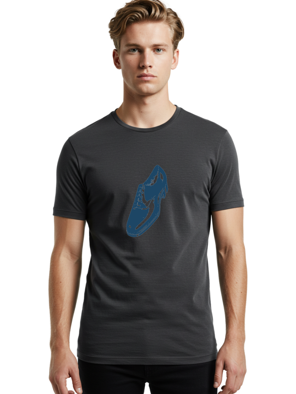 Classic Oxford Dress Shoe 2 Men'S Graphic Tee, 100% Cotton, Comfortable Casual Summer Wear, Machine Washable, Blue Shoes, Athletic Footwear, Sneaker Design, Fashion Accessory, Modern Style, Minimalist Graphic, Streetwear, Casual Wear Aae190