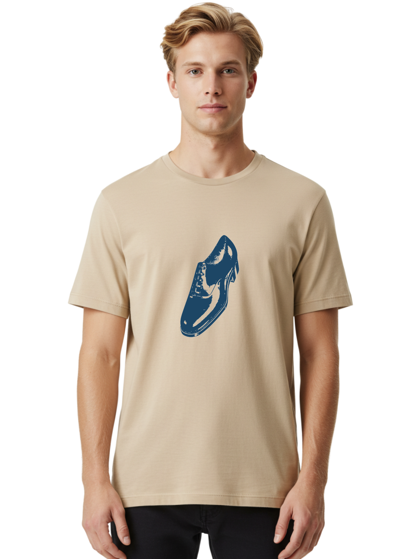 Classic Oxford Dress Shoe 2 Men'S Graphic Tee, 100% Cotton, Comfortable Casual Summer Wear, Machine Washable, Blue Shoes, Athletic Footwear, Sneaker Design, Fashion Accessory, Modern Style, Minimalist Graphic, Streetwear, Casual Wear Aae190