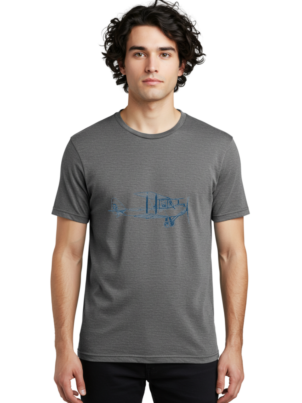 Classic Pilot Plane Men'S Graphic Tee, 100% Cotton, Comfortable Casual Summer Wear, Machine Washable, Vintage Biplane, Classic Aircraft Design, Historical Aviation, Sopwith Camel, Ww1 Fighter Plane, Military Aircraft, Historical Flight, Aae191