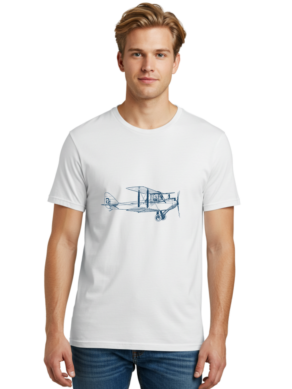 Classic Pilot Plane Men'S Graphic Tee, 100% Cotton, Comfortable Casual Summer Wear, Machine Washable, Vintage Biplane, Classic Aircraft Design, Historical Aviation, Sopwith Camel, Ww1 Fighter Plane, Military Aircraft, Historical Flight, Aae191