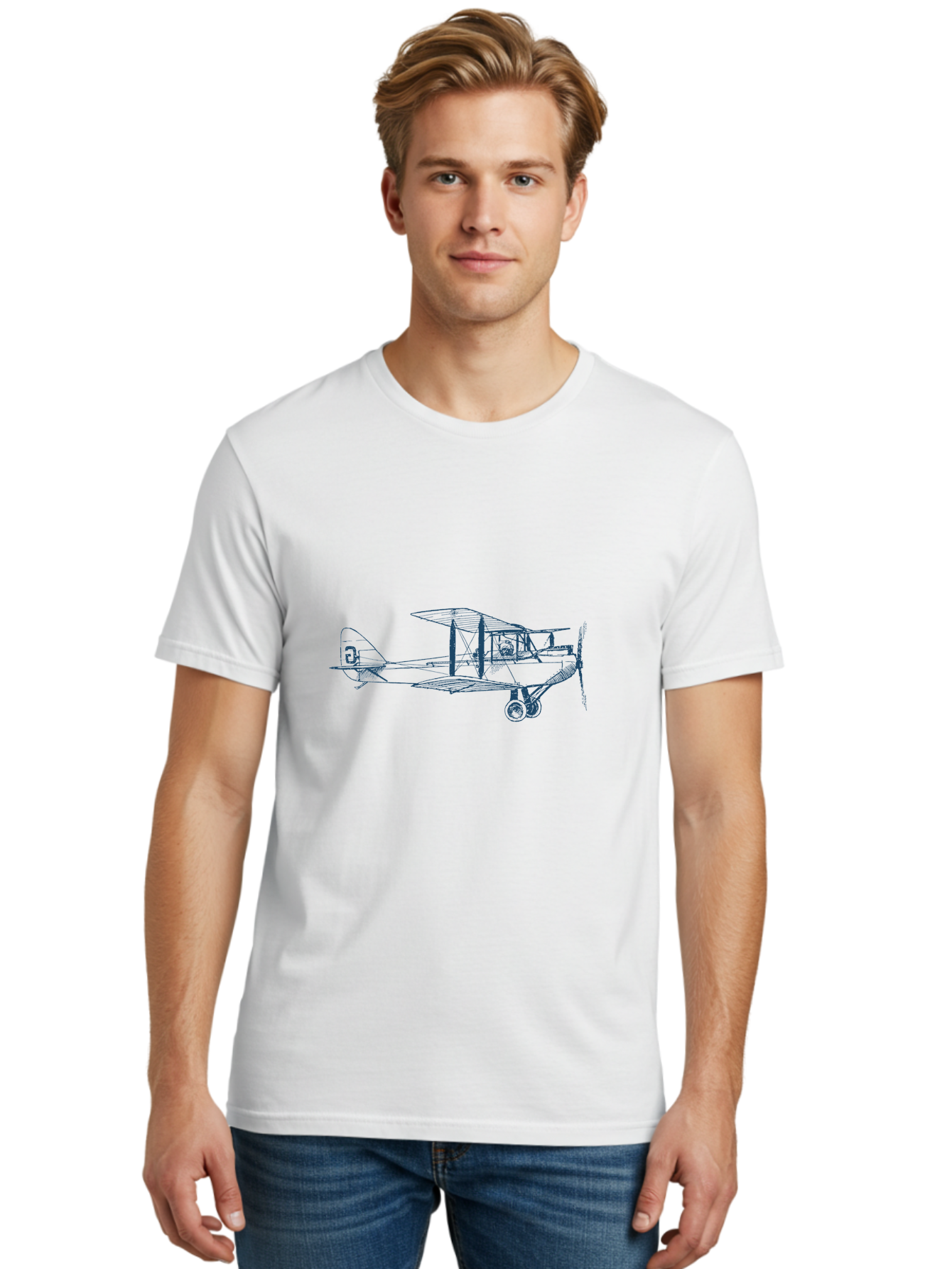 Classic Pilot Plane Men'S Graphic Tee, 100% Cotton, Comfortable Casual Summer Wear, Machine Washable, Vintage Biplane, Classic Aircraft Design, Historical Aviation, Sopwith Camel, Ww1 Fighter Plane, Military Aircraft, Historical Flight, Aae191