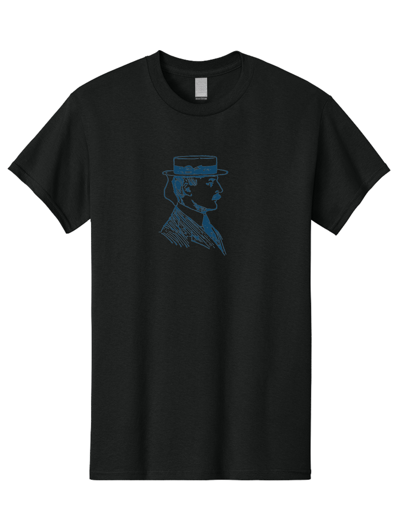 Classic Retro Male Men'S Graphic Tee, 100% Cotton, Comfortable Casual Summer Wear, Machine Washable, Vintage Gentleman, Classic Style, Formal Wear, Elegant Attire, Refined Features, Sophisticated Look, Mustachioed Man, Hat And Tie, Aae192