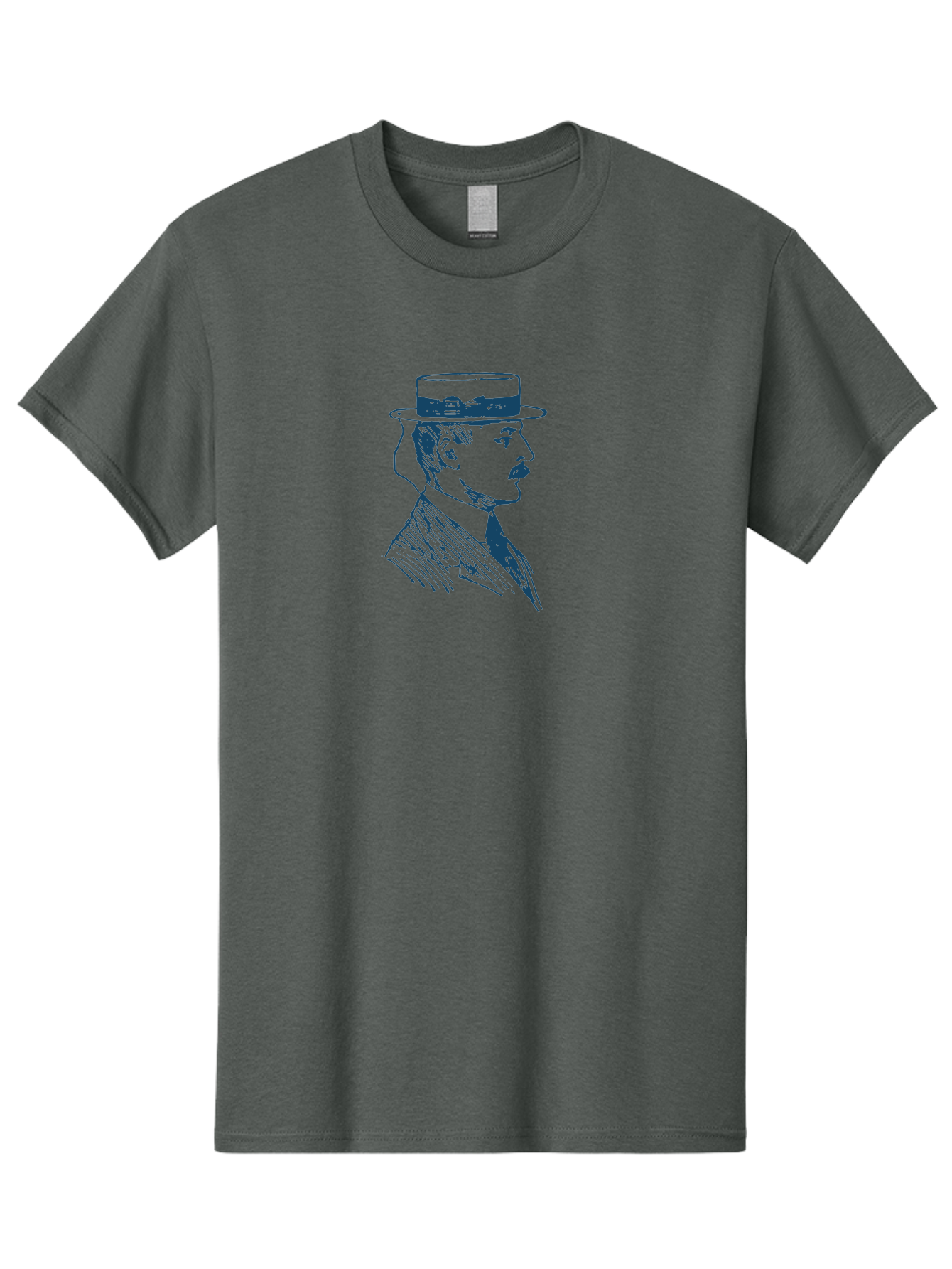 Classic Retro Male Men'S Graphic Tee, 100% Cotton, Comfortable Casual Summer Wear, Machine Washable, Vintage Gentleman, Classic Style, Formal Wear, Elegant Attire, Refined Features, Sophisticated Look, Mustachioed Man, Hat And Tie, Aae192