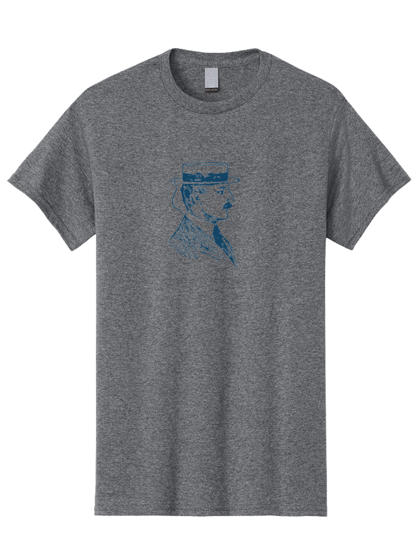 Classic Retro Male Men'S Graphic Tee, 100% Cotton, Comfortable Casual Summer Wear, Machine Washable, Vintage Gentleman, Classic Style, Formal Wear, Elegant Attire, Refined Features, Sophisticated Look, Mustachioed Man, Hat And Tie, Aae192