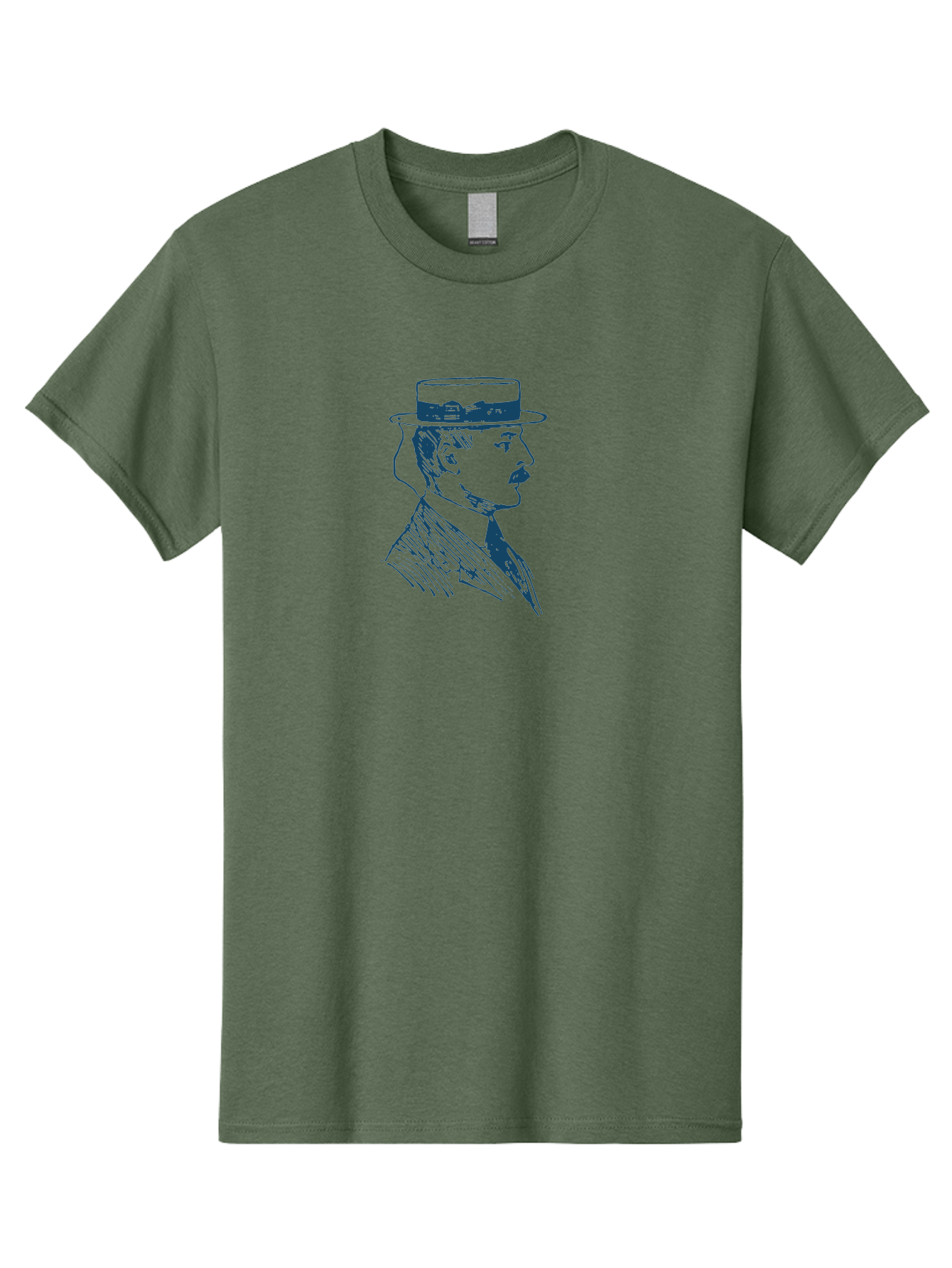 Classic Retro Male Men'S Graphic Tee, 100% Cotton, Comfortable Casual Summer Wear, Machine Washable, Vintage Gentleman, Classic Style, Formal Wear, Elegant Attire, Refined Features, Sophisticated Look, Mustachioed Man, Hat And Tie, Aae192