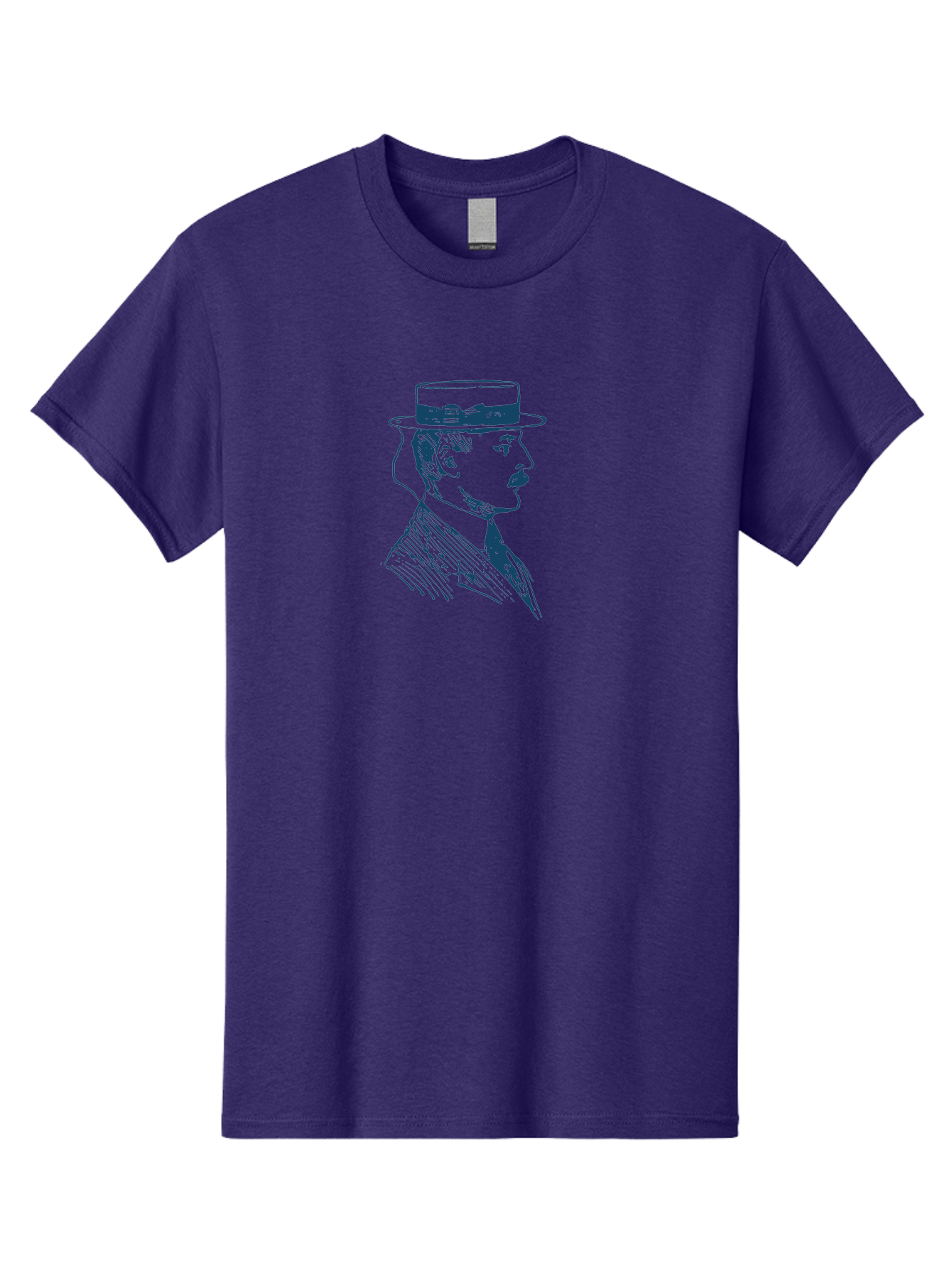 Classic Retro Male Men'S Graphic Tee, 100% Cotton, Comfortable Casual Summer Wear, Machine Washable, Vintage Gentleman, Classic Style, Formal Wear, Elegant Attire, Refined Features, Sophisticated Look, Mustachioed Man, Hat And Tie, Aae192