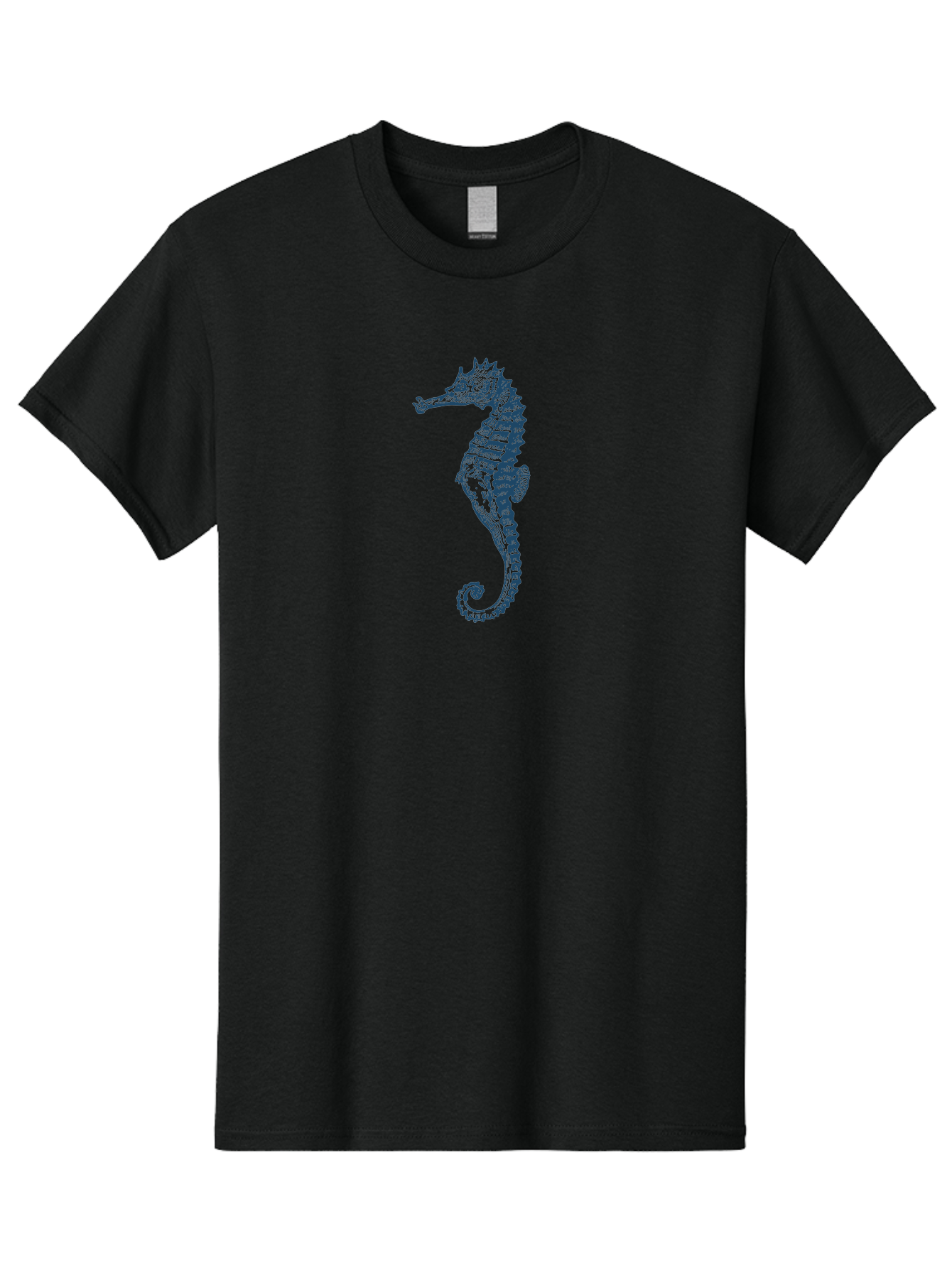 Classic Seahorse Men'S Graphic Tee, 100% Cotton, Comfortable Casual Summer Wear, Machine Washable, Seahorse, Ocean Creature, Marine Life, Underwater World, Blue Illustration, Detailed Artwork, Wildlife, Majestic Animal, Oceanic Beauty, Aae193
