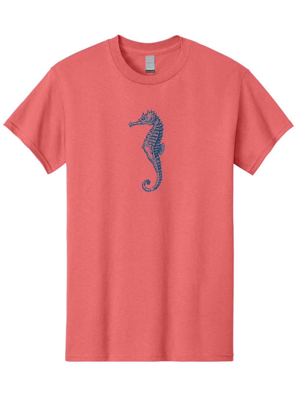 Classic Seahorse Men'S Graphic Tee, 100% Cotton, Comfortable Casual Summer Wear, Machine Washable, Seahorse, Ocean Creature, Marine Life, Underwater World, Blue Illustration, Detailed Artwork, Wildlife, Majestic Animal, Oceanic Beauty, Aae193