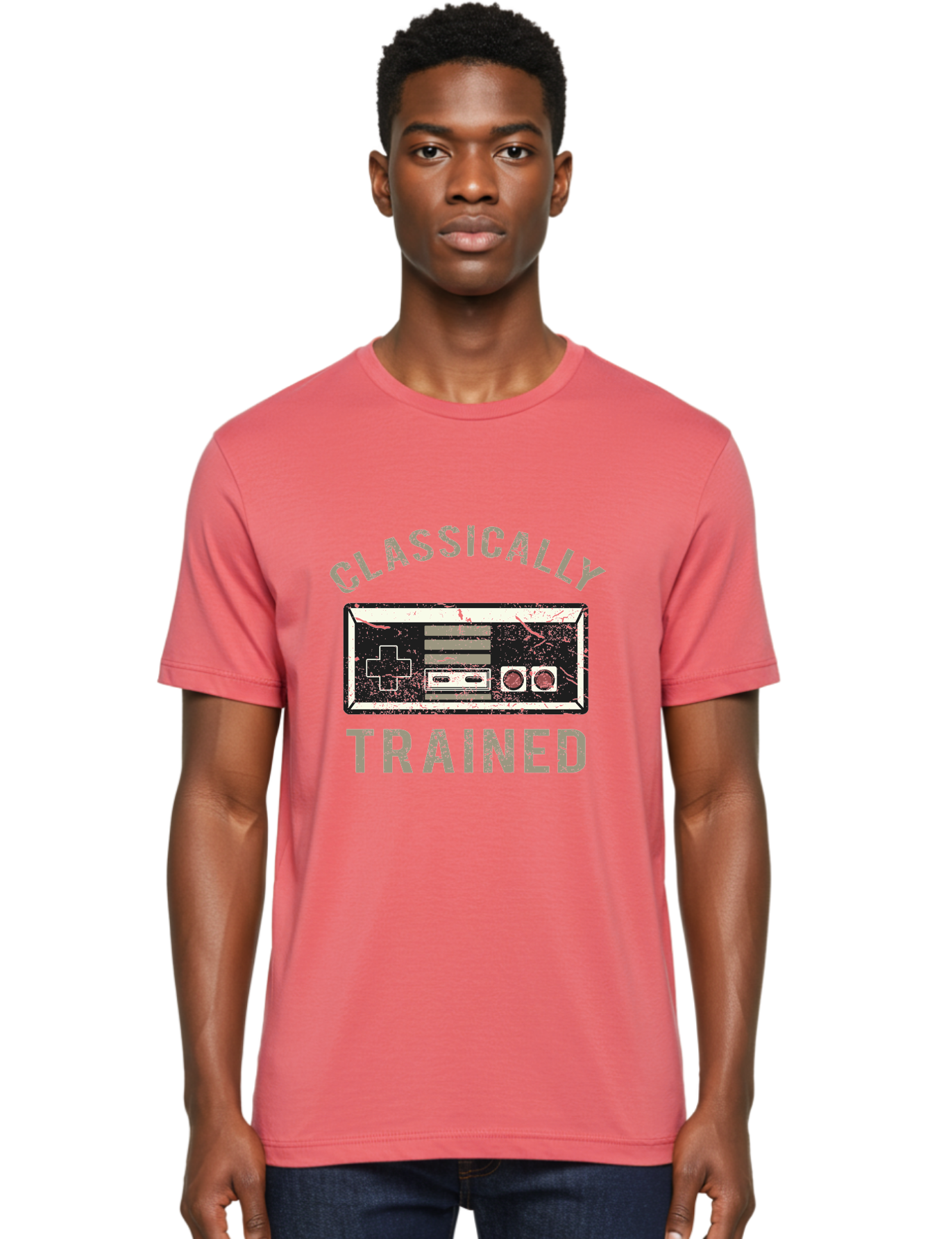 Classically Trained Distressed -Men Men'S Graphic Tee, 100% Cotton, Comfortable Casual Summer Wear, Machine Washable, Retro Video Game Controller, Vintage Gaming, Classic Games, Nostalgic Design, Retro Aesthetic, Gaming Nostalgia, Aae194