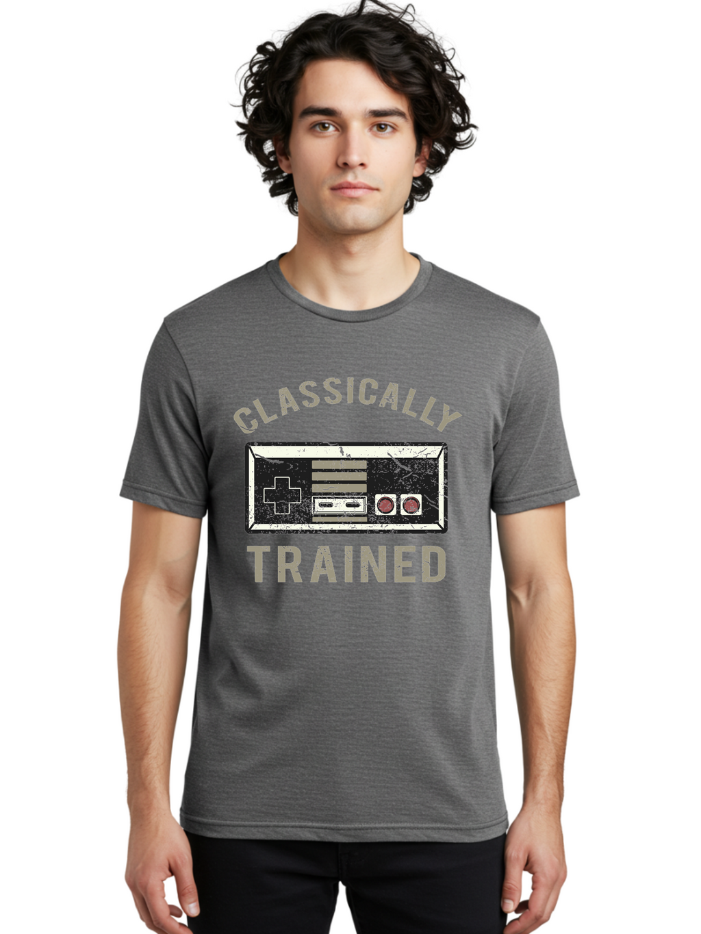 Classically Trained Distressed -Men Men'S Graphic Tee, 100% Cotton, Comfortable Casual Summer Wear, Machine Washable, Retro Video Game Controller, Vintage Gaming, Classic Games, Nostalgic Design, Retro Aesthetic, Gaming Nostalgia, Aae194