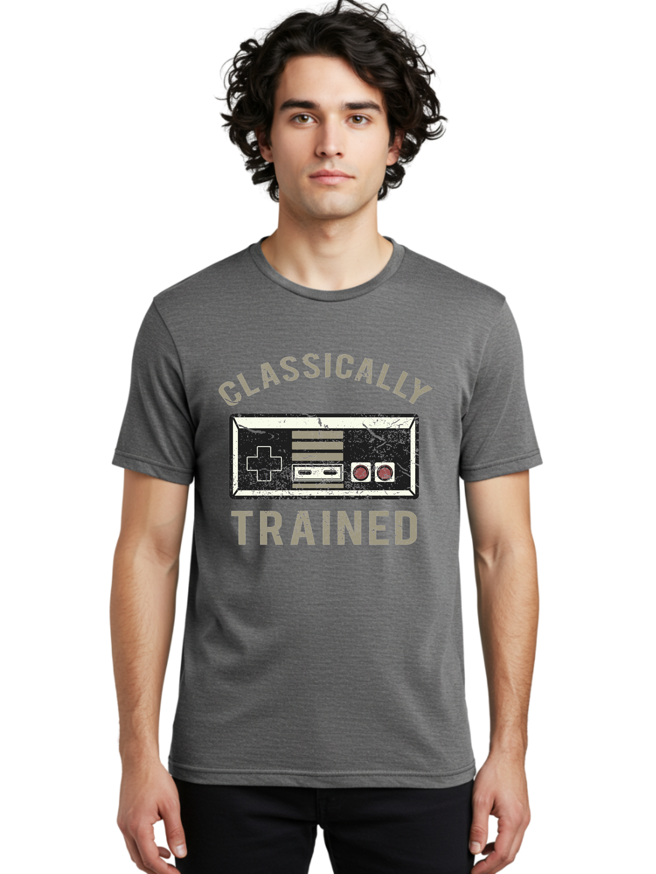 Classically Trained Distressed -Men Men'S Graphic Tee, 100% Cotton, Comfortable Casual Summer Wear, Machine Washable, Retro Video Game Controller, Vintage Gaming, Classic Games, Nostalgic Design, Retro Aesthetic, Gaming Nostalgia, Aae194