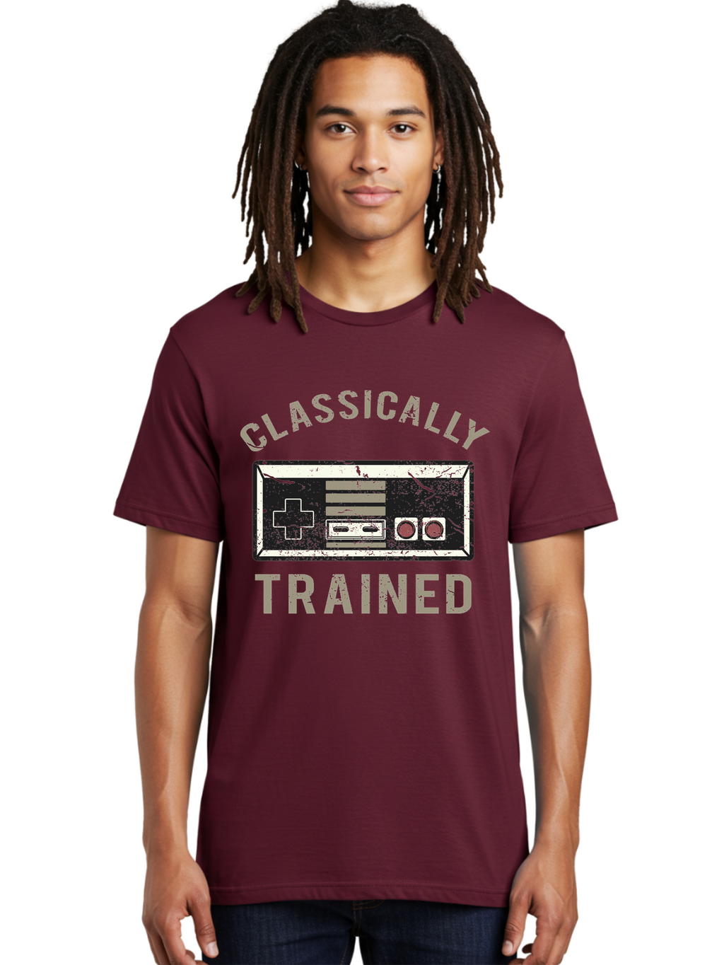 Classically Trained Distressed -Men Men'S Graphic Tee, 100% Cotton, Comfortable Casual Summer Wear, Machine Washable, Retro Video Game Controller, Vintage Gaming, Classic Games, Nostalgic Design, Retro Aesthetic, Gaming Nostalgia, Aae194