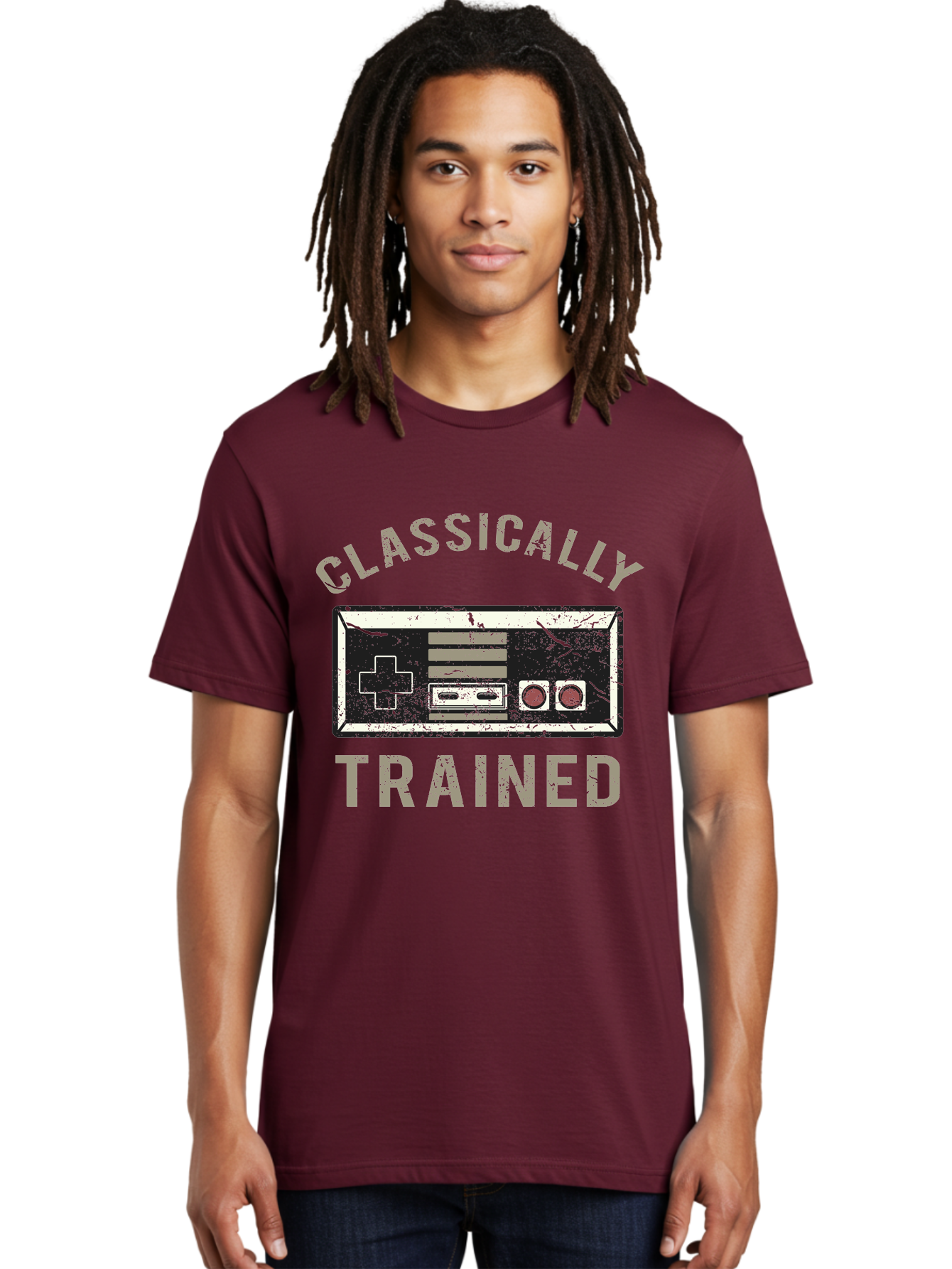 Classically Trained Distressed -Men Men'S Graphic Tee, 100% Cotton, Comfortable Casual Summer Wear, Machine Washable, Retro Video Game Controller, Vintage Gaming, Classic Games, Nostalgic Design, Retro Aesthetic, Gaming Nostalgia, Aae194
