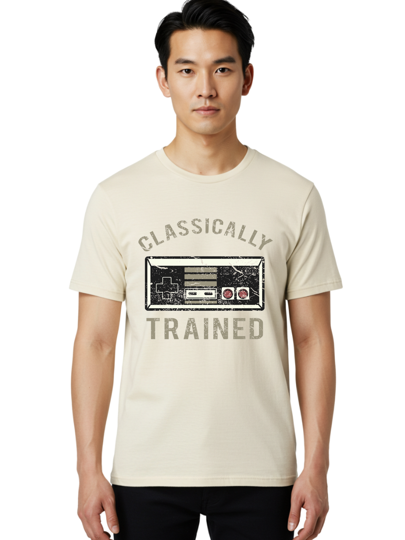 Classically Trained Distressed -Men Men'S Graphic Tee, 100% Cotton, Comfortable Casual Summer Wear, Machine Washable, Retro Video Game Controller, Vintage Gaming, Classic Games, Nostalgic Design, Retro Aesthetic, Gaming Nostalgia, Aae194