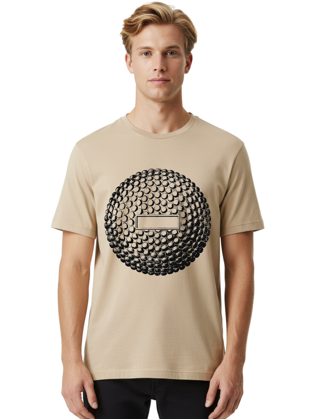 Clubshot Men'S Graphic Tee, 100% Cotton, Comfortable Casual Summer Wear, Machine Washable, Golf Ball, Textured Surface, Dimpled Pattern, Blank Label, Rectangular Shape, 3D Illustration, Graphic Design Element, Sports Imagery, Placeholder Text Aae196