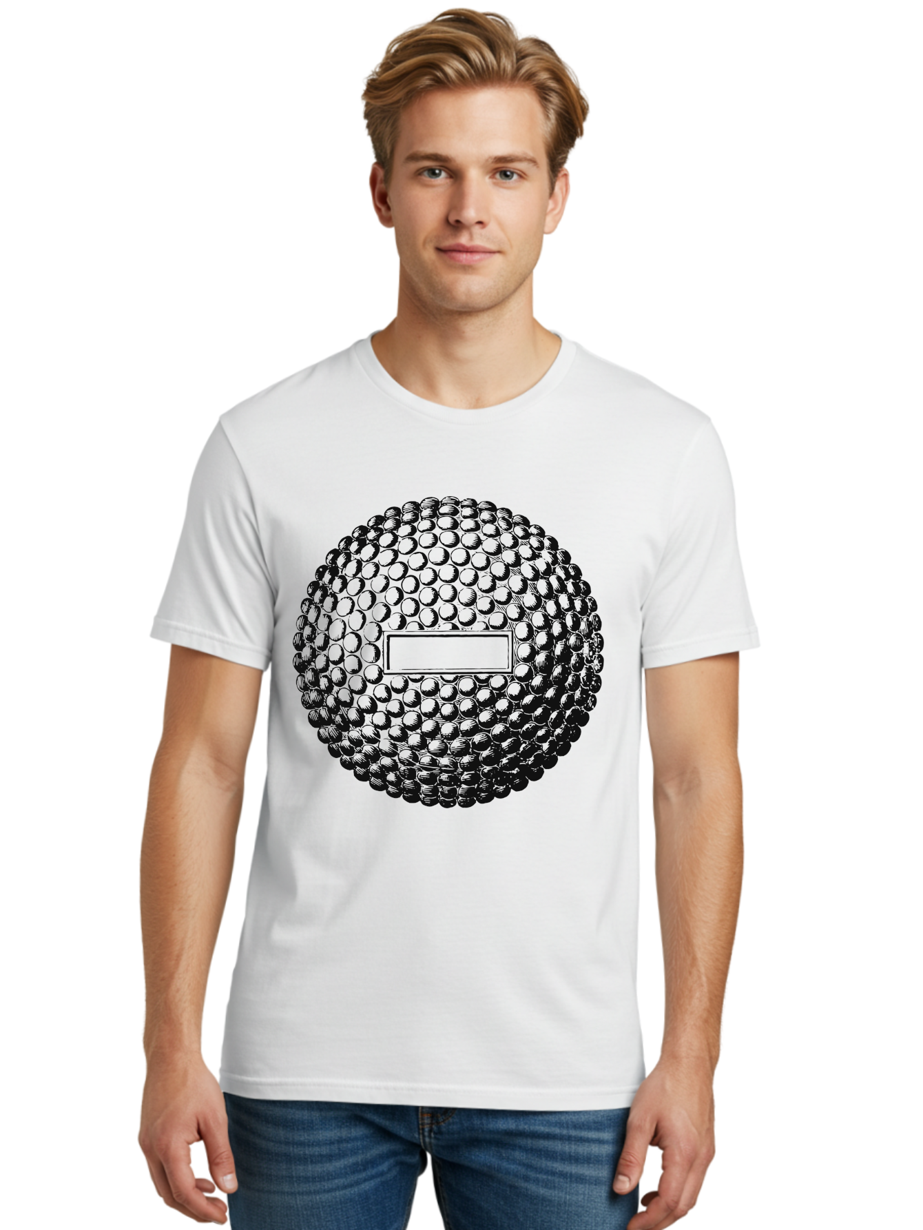 Clubshot Men'S Graphic Tee, 100% Cotton, Comfortable Casual Summer Wear, Machine Washable, Golf Ball, Textured Surface, Dimpled Pattern, Blank Label, Rectangular Shape, 3D Illustration, Graphic Design Element, Sports Imagery, Placeholder Text Aae196