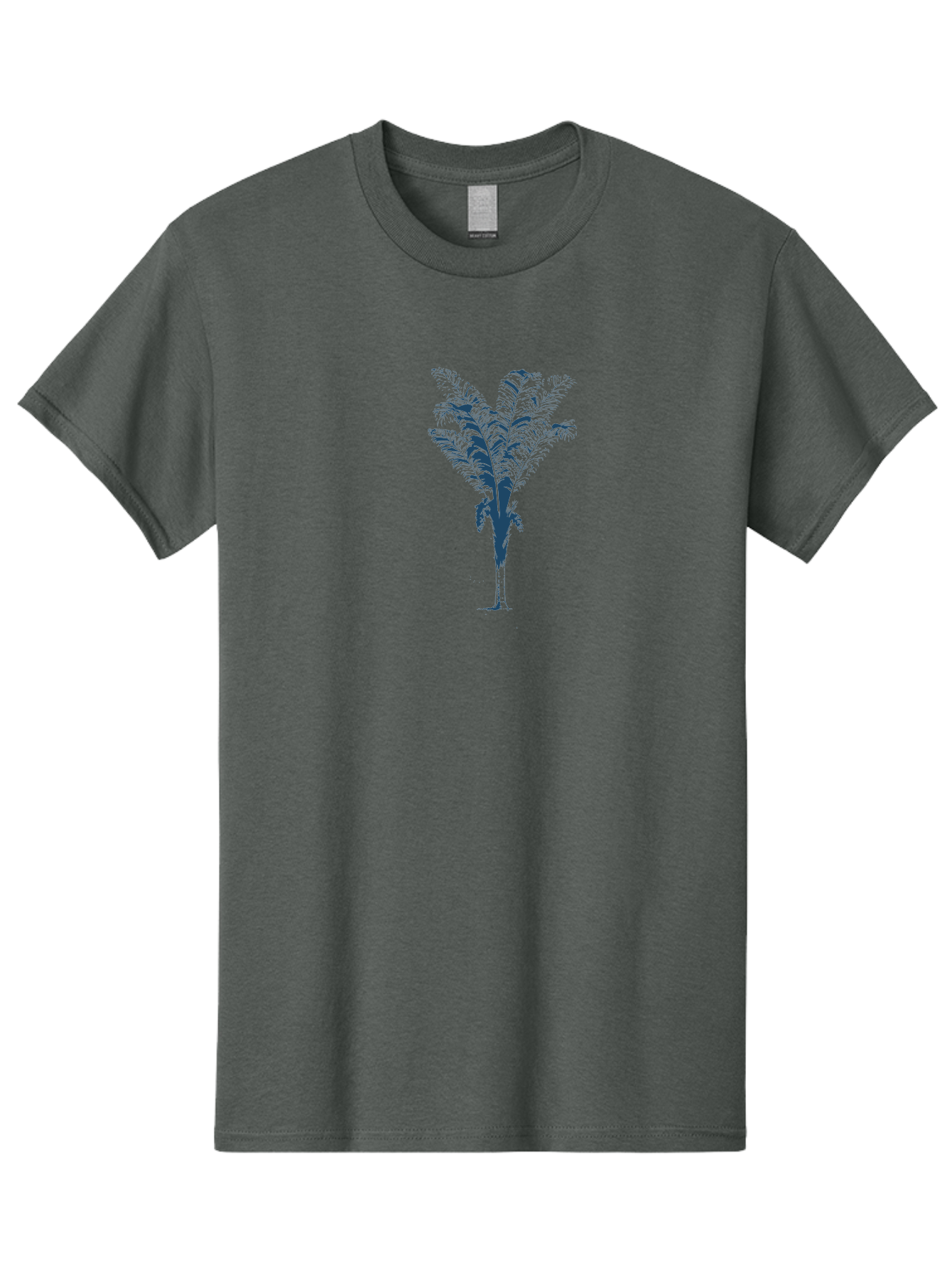 Coastal Palm Men'S Graphic Tee, 100% Cotton, Comfortable Casual Summer Wear, Machine Washable, Palm Tree Illustration, Tropical Plant, Exotic Foliage, Minimalist Design, Blue And Green Hues, Digital Artwork, Modern Graphics Aae197