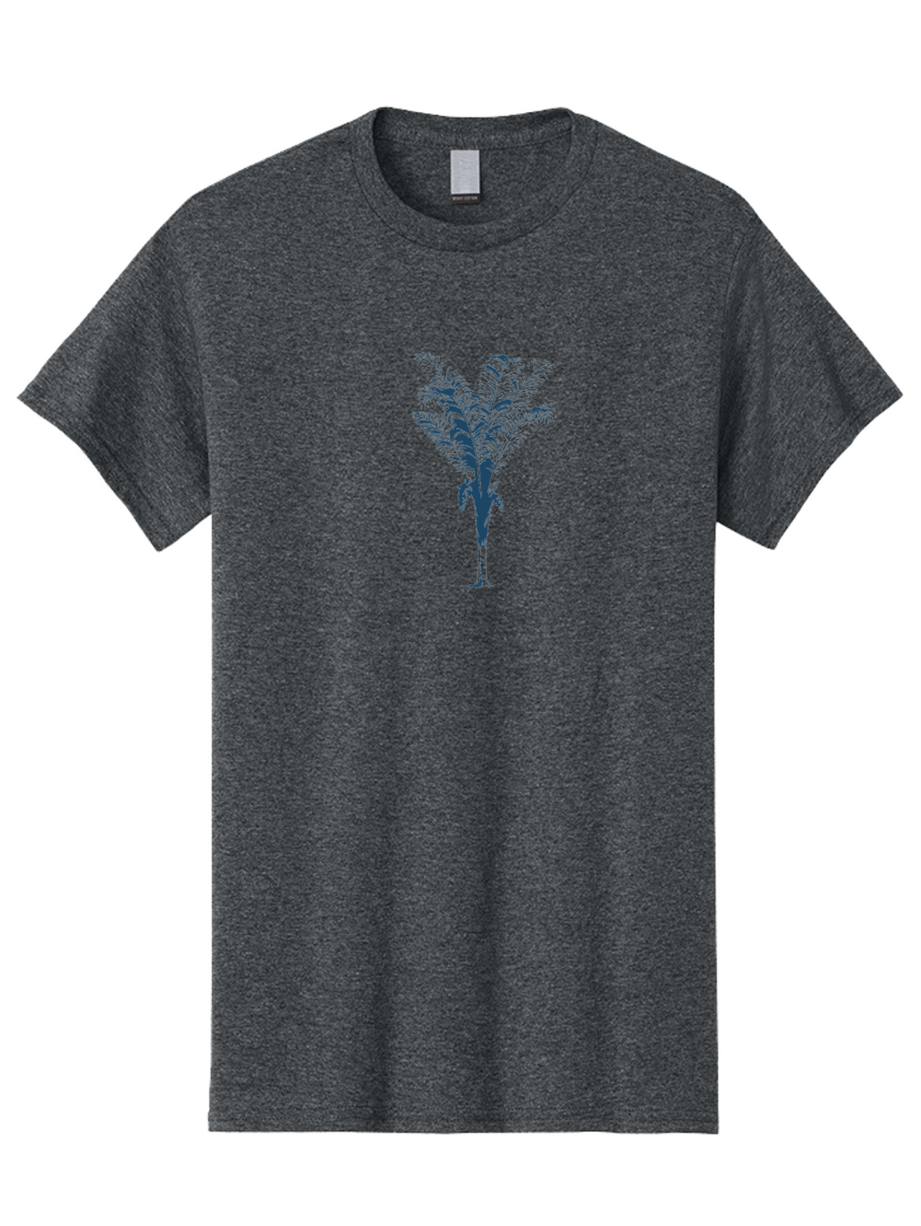 Coastal Palm Men'S Graphic Tee, 100% Cotton, Comfortable Casual Summer Wear, Machine Washable, Palm Tree Illustration, Tropical Plant, Exotic Foliage, Minimalist Design, Blue And Green Hues, Digital Artwork, Modern Graphics Aae197