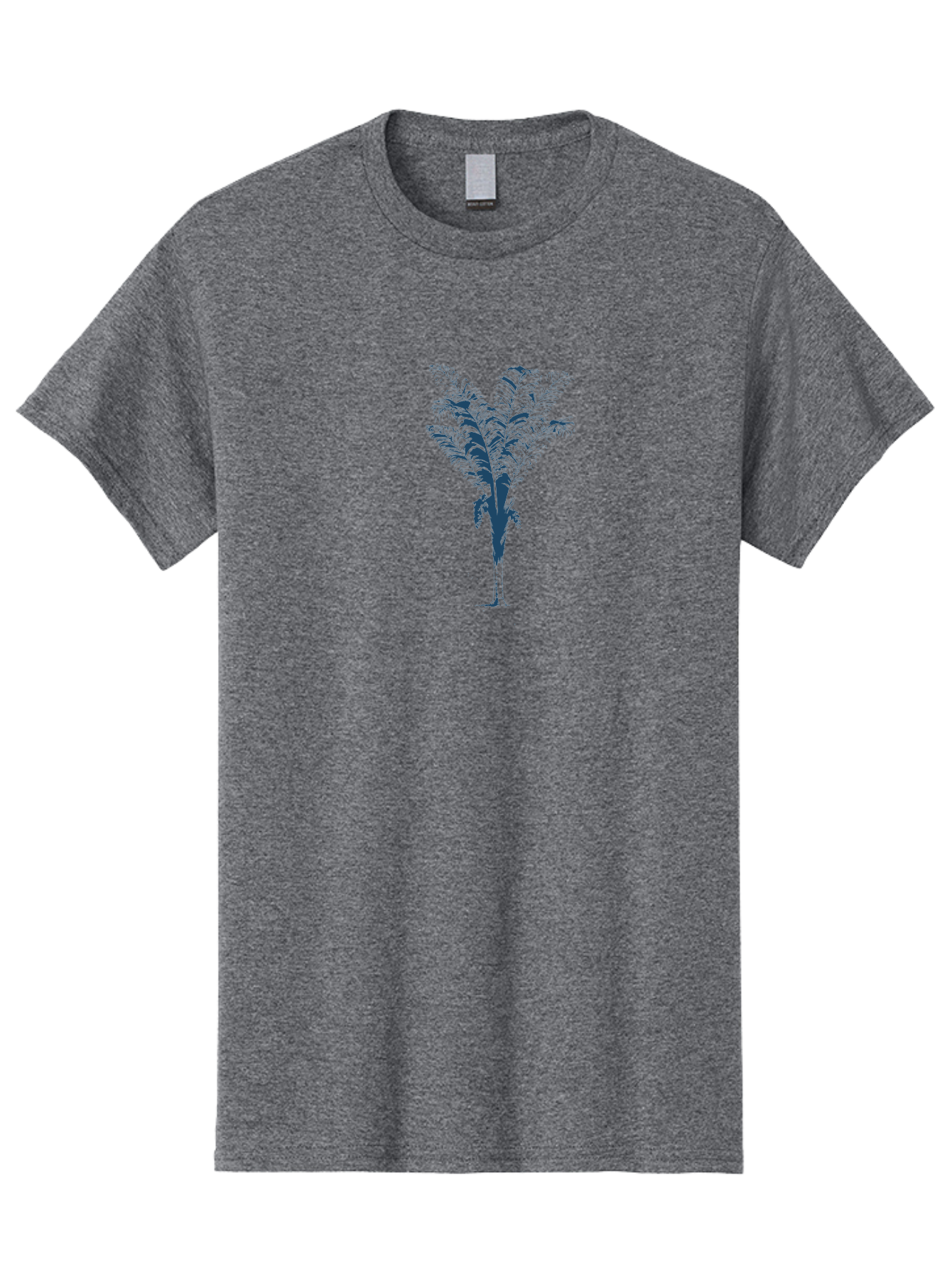 Coastal Palm Men'S Graphic Tee, 100% Cotton, Comfortable Casual Summer Wear, Machine Washable, Palm Tree Illustration, Tropical Plant, Exotic Foliage, Minimalist Design, Blue And Green Hues, Digital Artwork, Modern Graphics Aae197