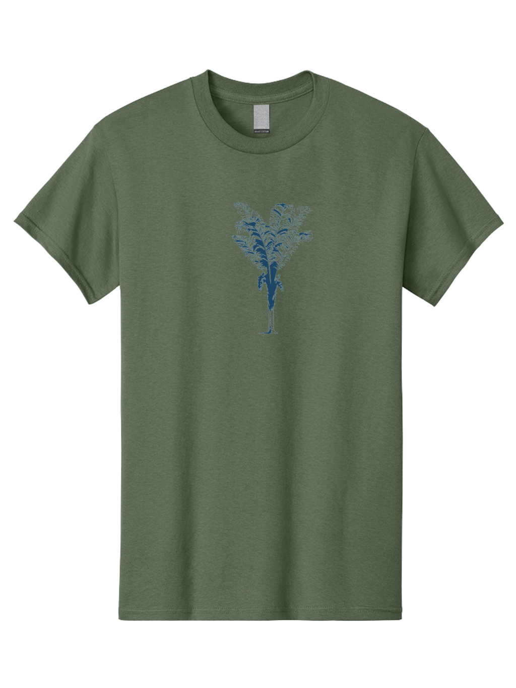 Coastal Palm Men'S Graphic Tee, 100% Cotton, Comfortable Casual Summer Wear, Machine Washable, Palm Tree Illustration, Tropical Plant, Exotic Foliage, Minimalist Design, Blue And Green Hues, Digital Artwork, Modern Graphics Aae197