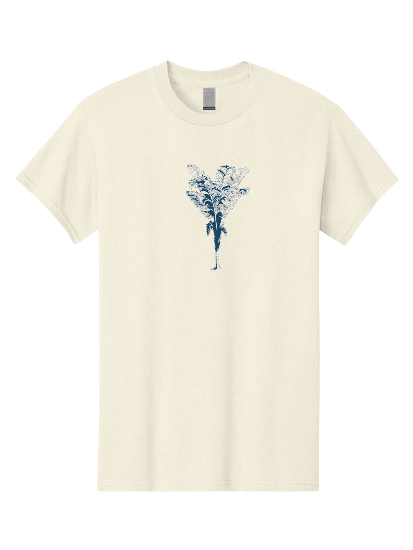 Coastal Palm Men'S Graphic Tee, 100% Cotton, Comfortable Casual Summer Wear, Machine Washable, Palm Tree Illustration, Tropical Plant, Exotic Foliage, Minimalist Design, Blue And Green Hues, Digital Artwork, Modern Graphics Aae197