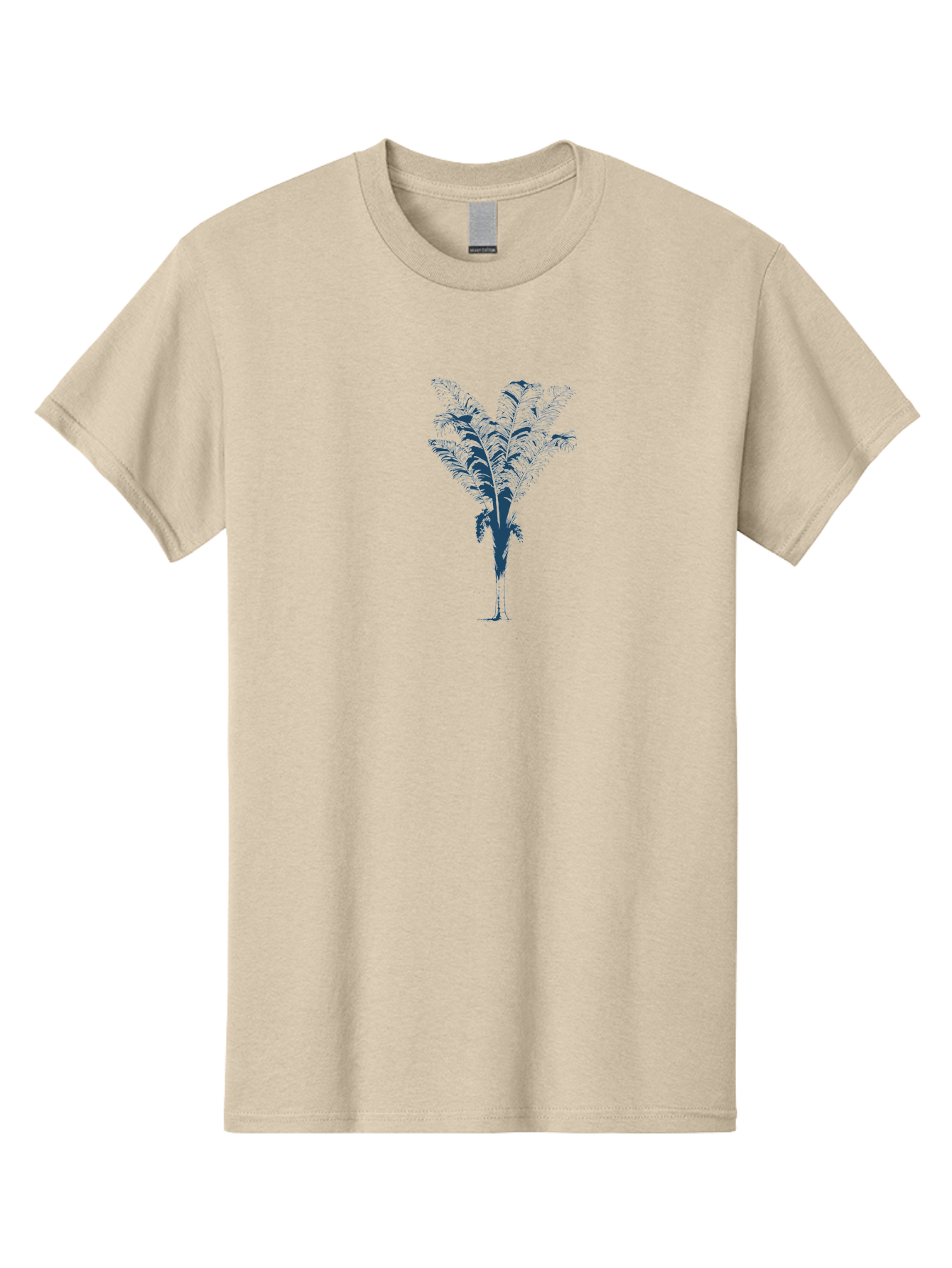 Coastal Palm Men'S Graphic Tee, 100% Cotton, Comfortable Casual Summer Wear, Machine Washable, Palm Tree Illustration, Tropical Plant, Exotic Foliage, Minimalist Design, Blue And Green Hues, Digital Artwork, Modern Graphics Aae197