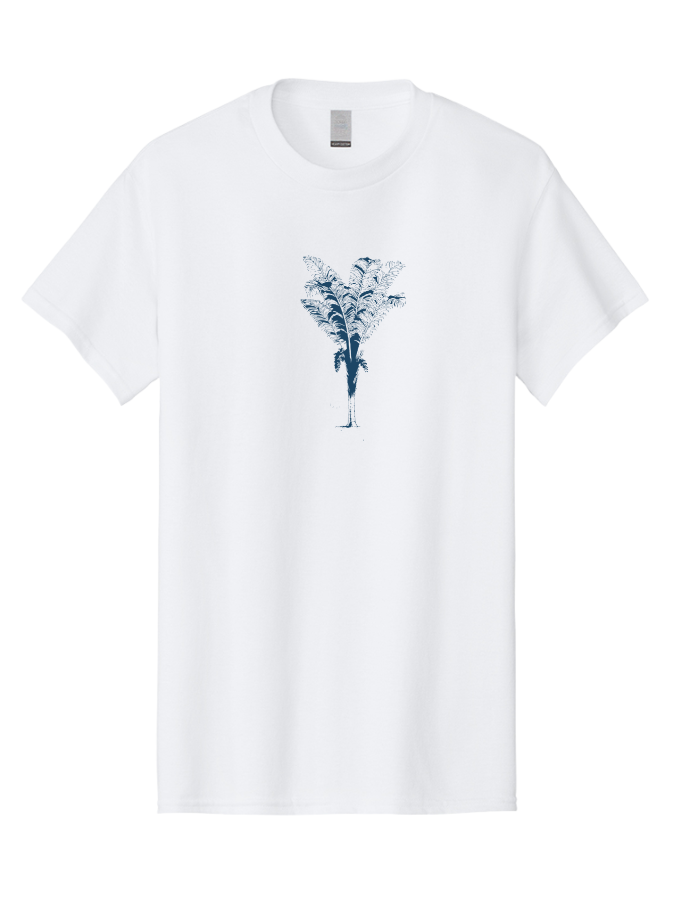 Coastal Palm Men'S Graphic Tee, 100% Cotton, Comfortable Casual Summer Wear, Machine Washable, Palm Tree Illustration, Tropical Plant, Exotic Foliage, Minimalist Design, Blue And Green Hues, Digital Artwork, Modern Graphics Aae197