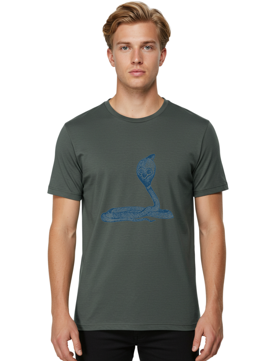 Cobra Ritual Men'S Graphic Tee, 100% Cotton, Comfortable Casual Summer Wear, Machine Washable, Snake With Skull Head, Cobra Art, Reptile Illustration, Coiled Serpent, Danger Sign, Pointy Fangs Aae198