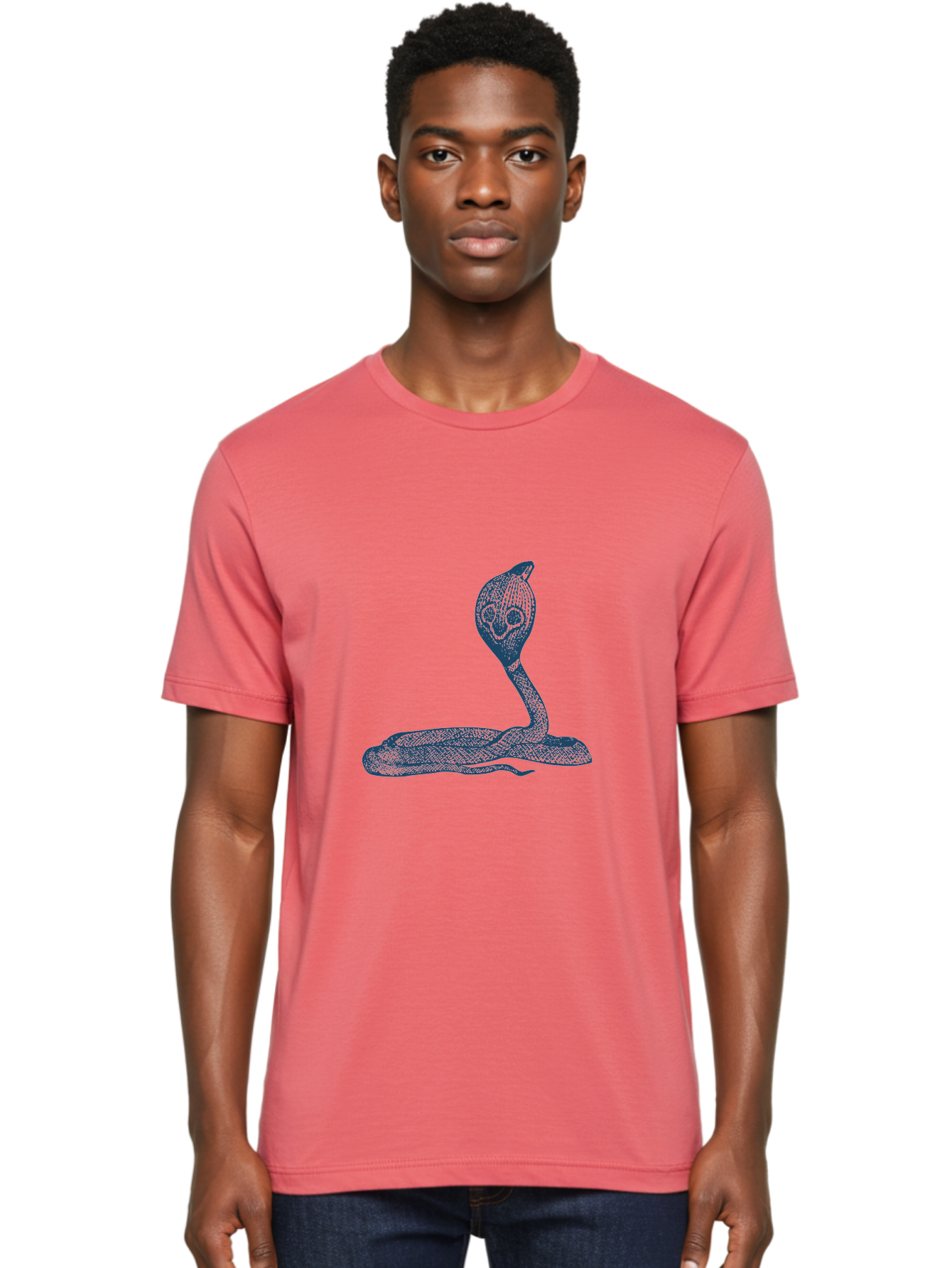 Cobra Ritual Men'S Graphic Tee, 100% Cotton, Comfortable Casual Summer Wear, Machine Washable, Snake With Skull Head, Cobra Art, Reptile Illustration, Coiled Serpent, Danger Sign, Pointy Fangs Aae198