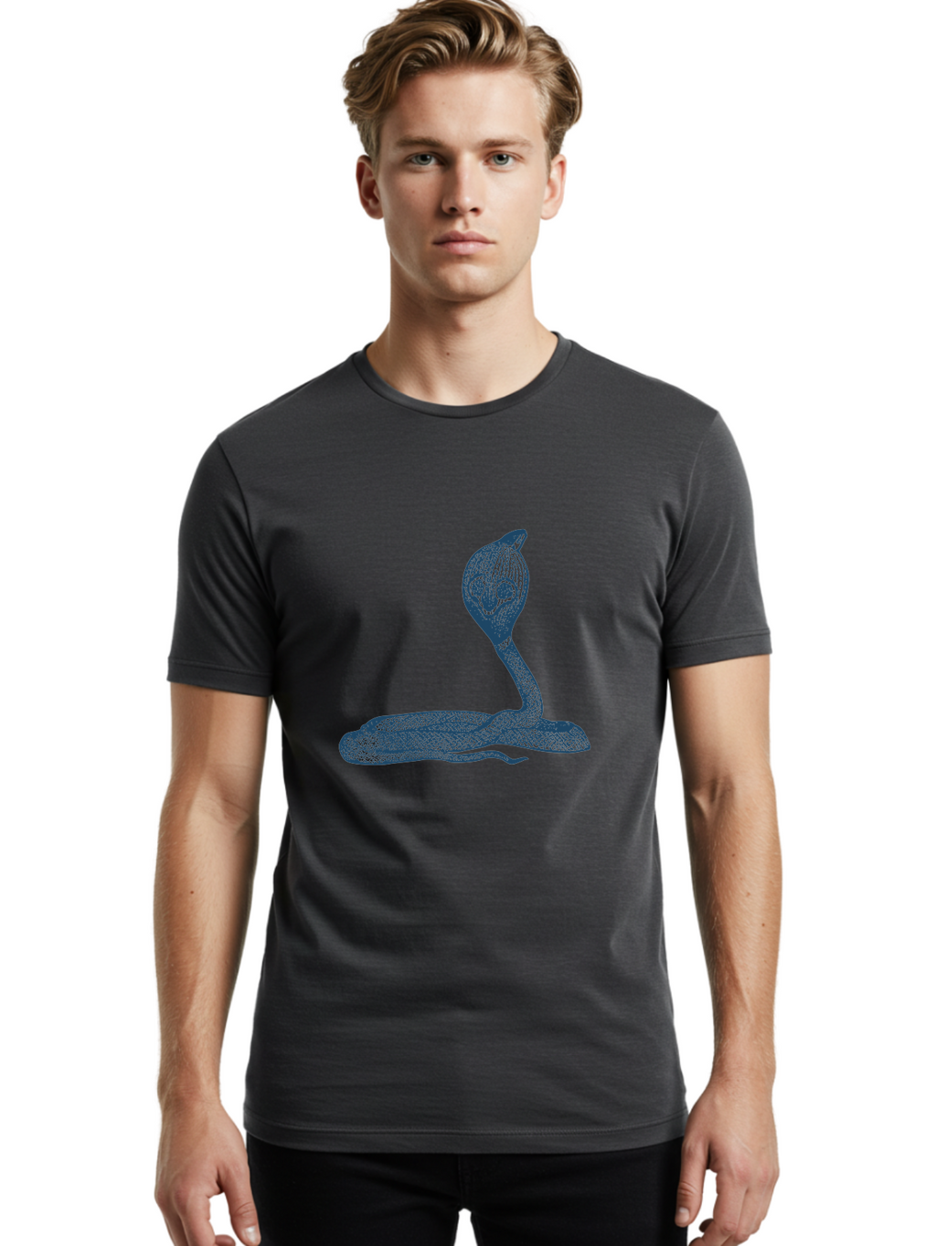 Cobra Ritual Men'S Graphic Tee, 100% Cotton, Comfortable Casual Summer Wear, Machine Washable, Snake With Skull Head, Cobra Art, Reptile Illustration, Coiled Serpent, Danger Sign, Pointy Fangs Aae198