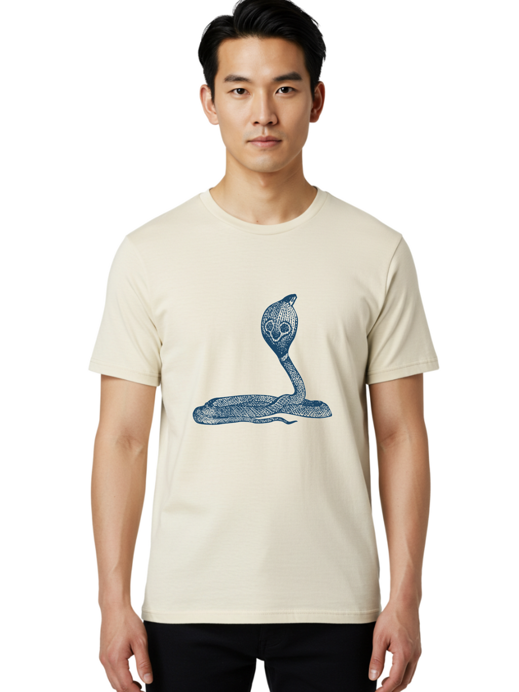 Cobra Ritual Men'S Graphic Tee, 100% Cotton, Comfortable Casual Summer Wear, Machine Washable, Snake With Skull Head, Cobra Art, Reptile Illustration, Coiled Serpent, Danger Sign, Pointy Fangs Aae198