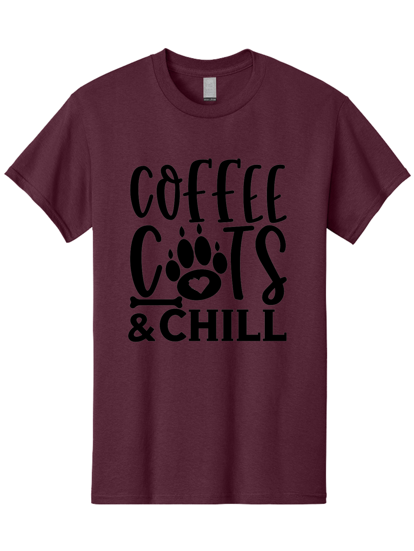 Coffee Cats And Chill Men'S Graphic Tee, 100% Cotton, Comfortable Casual Summer Wear, Machine Washable, Coffee Lovers, Cat Mom, Cat Dad, Dog Lovers, Bone Design, Paw Print, Relaxed Vibe, Chill Atmosphere, Funny Quote, Typography, Pet Owners Aae199
