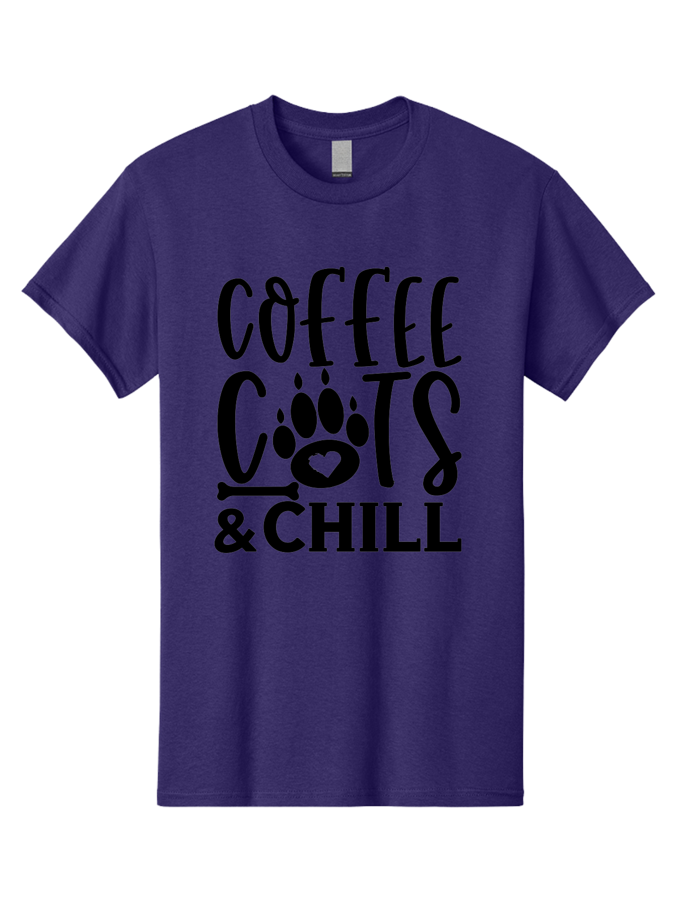 Coffee Cats And Chill Men'S Graphic Tee, 100% Cotton, Comfortable Casual Summer Wear, Machine Washable, Coffee Lovers, Cat Mom, Cat Dad, Dog Lovers, Bone Design, Paw Print, Relaxed Vibe, Chill Atmosphere, Funny Quote, Typography, Pet Owners Aae199