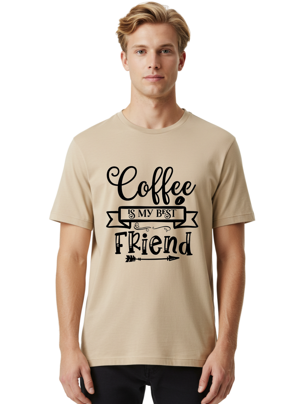 Coffee Is My Best Friend Men'S Graphic Tee, 100% Cotton, Comfortable Casual Summer Wear, Machine Washable, Coffee Lover, Coffee Obsession, Best Friend Coffee, Coffee Quote, Coffee Love, Coffee Addiction, Coffee Humor Aae200