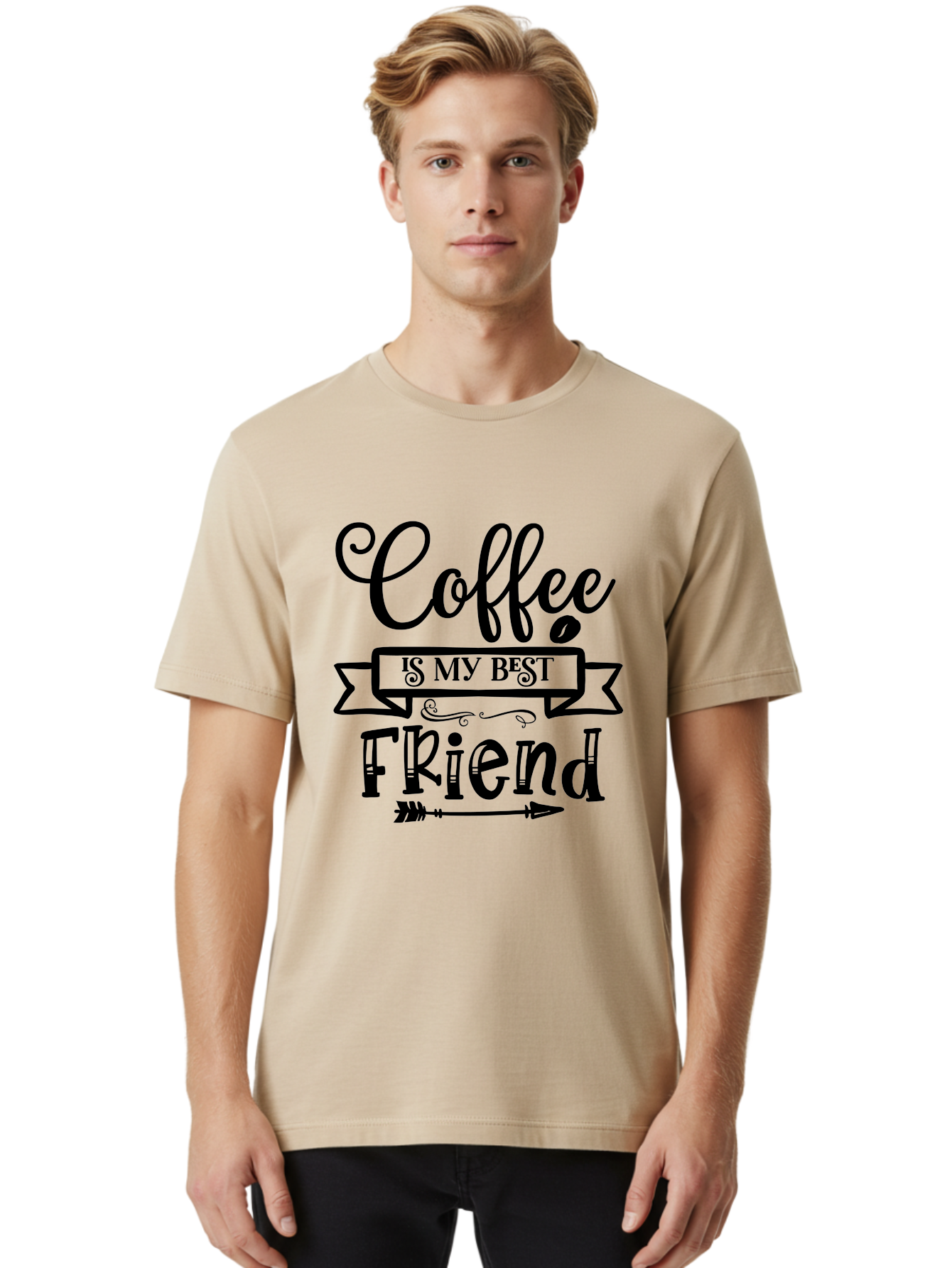 Coffee Is My Best Friend Men'S Graphic Tee, 100% Cotton, Comfortable Casual Summer Wear, Machine Washable, Coffee Lover, Coffee Obsession, Best Friend Coffee, Coffee Quote, Coffee Love, Coffee Addiction, Coffee Humor Aae200