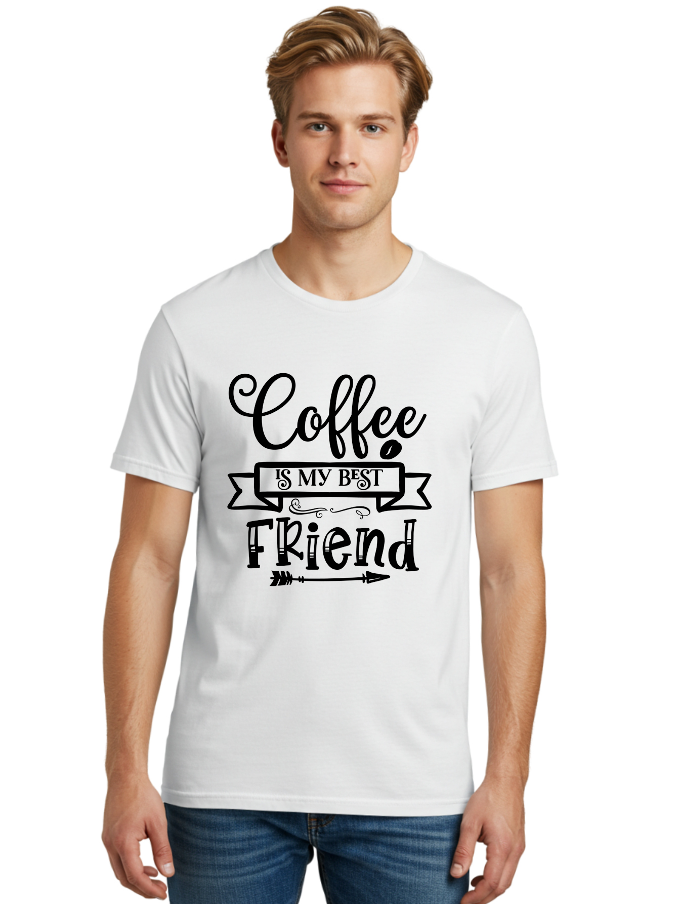 Coffee Is My Best Friend Men'S Graphic Tee, 100% Cotton, Comfortable Casual Summer Wear, Machine Washable, Coffee Lover, Coffee Obsession, Best Friend Coffee, Coffee Quote, Coffee Love, Coffee Addiction, Coffee Humor Aae200