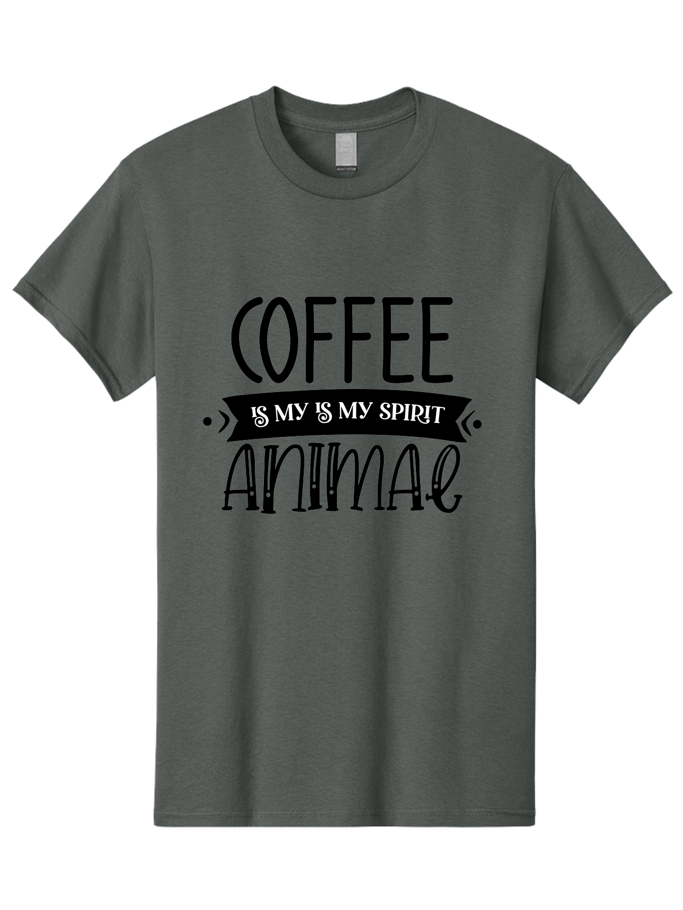 Coffee Is My Is My Spirit Animal Men'S Graphic Tee, 100% Cotton, Comfortable Casual Summer Wear, Machine Washable, Coffee Lover, Coffee Obsession, Spirit Animal, Quirky Humor, Typography Design, Coffee Culture, Funny Quote, Coffee Addiction, Aae201