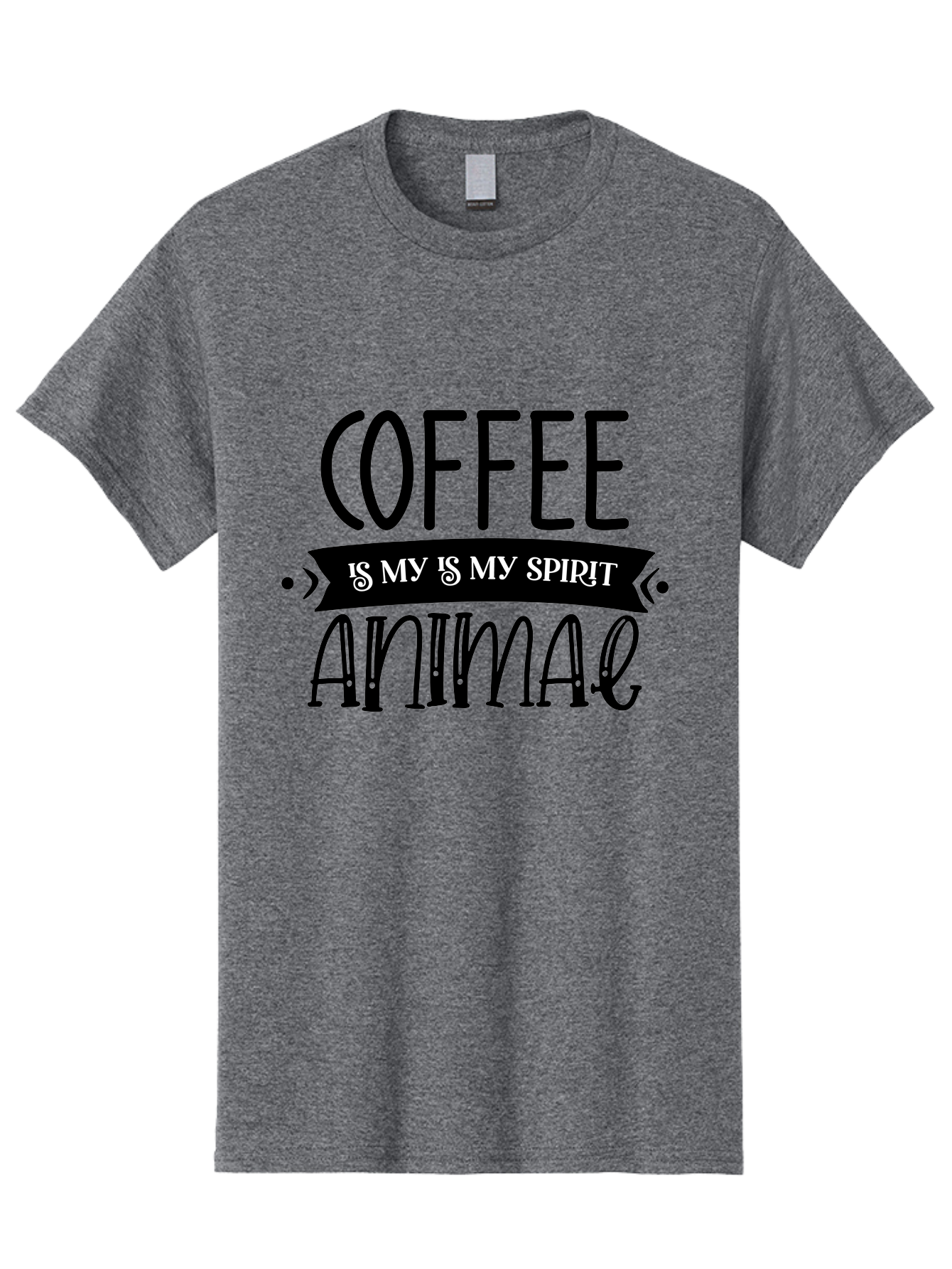 Coffee Is My Is My Spirit Animal Men'S Graphic Tee, 100% Cotton, Comfortable Casual Summer Wear, Machine Washable, Coffee Lover, Coffee Obsession, Spirit Animal, Quirky Humor, Typography Design, Coffee Culture, Funny Quote, Coffee Addiction, Aae201