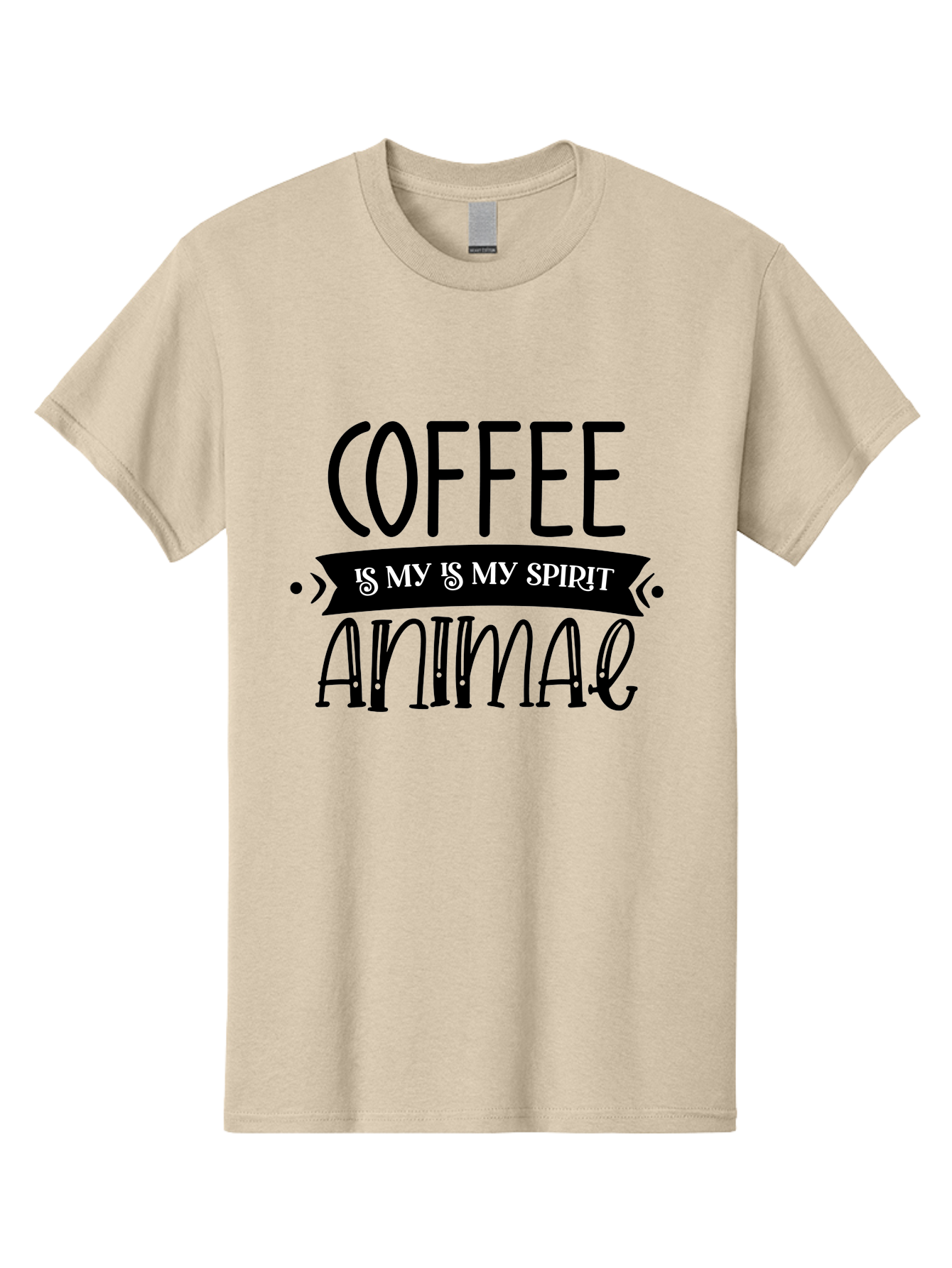 Coffee Is My Is My Spirit Animal Men'S Graphic Tee, 100% Cotton, Comfortable Casual Summer Wear, Machine Washable, Coffee Lover, Coffee Obsession, Spirit Animal, Quirky Humor, Typography Design, Coffee Culture, Funny Quote, Coffee Addiction, Aae201