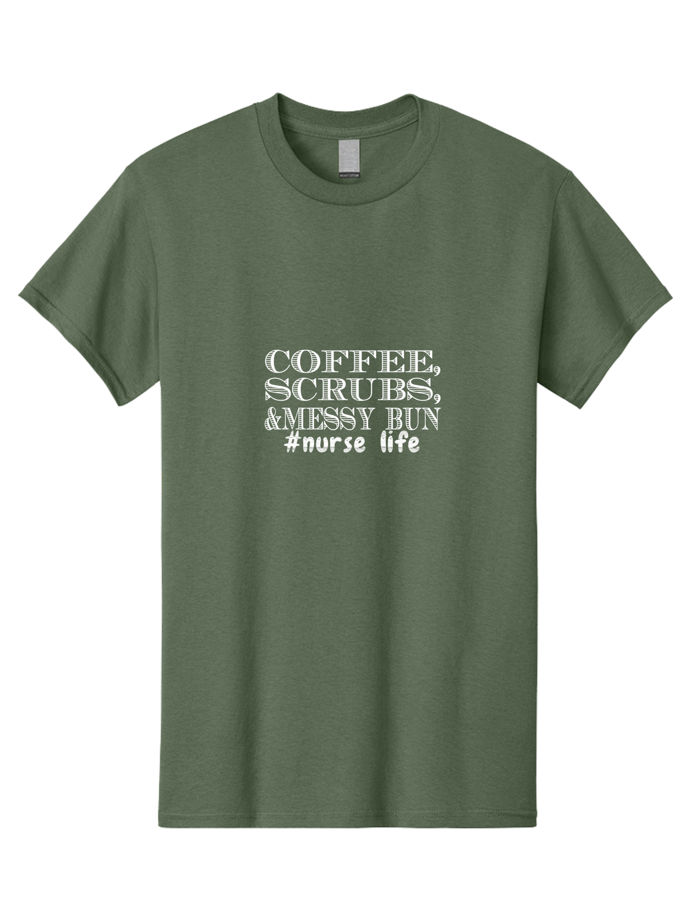 Coffee Scrubs &Messy Bun Men'S Graphic Tee, 100% Cotton, Comfortable Casual Summer Wear, Machine Washable, Nurse Life, Coffee Culture, Medical Profession, Healthcare Workers, Nursing Humor, Hospital Life, Medical Scrubs, Messy Bun Hairstyle Aae204