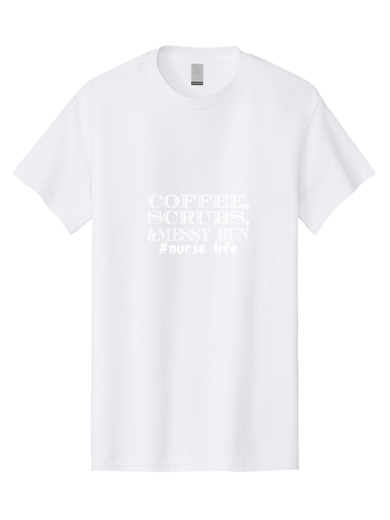 Coffee Scrubs &Messy Bun Men'S Graphic Tee, 100% Cotton, Comfortable Casual Summer Wear, Machine Washable, Nurse Life, Coffee Culture, Medical Profession, Healthcare Workers, Nursing Humor, Hospital Life, Medical Scrubs, Messy Bun Hairstyle Aae204